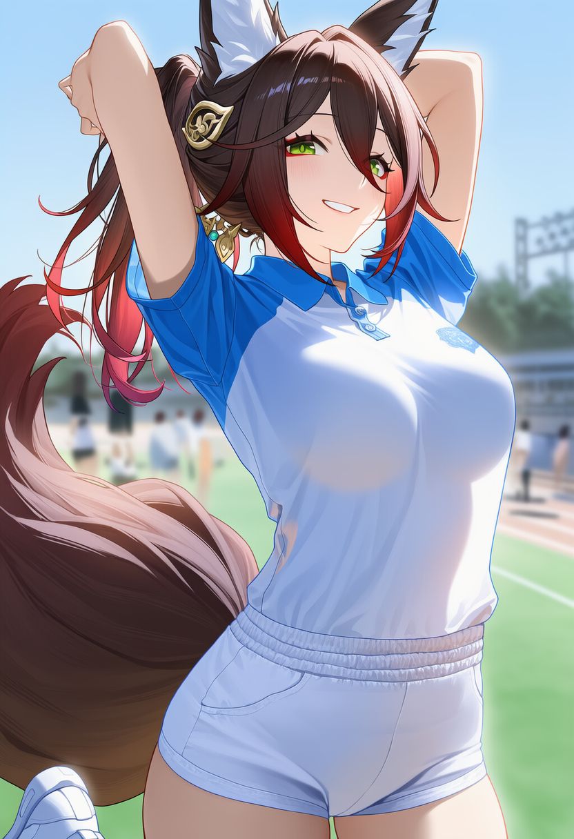 崩坏星穹铁道游戏角色二创 停云 大狐狸兽耳尾巴泳装泳衣比基尼,第5张