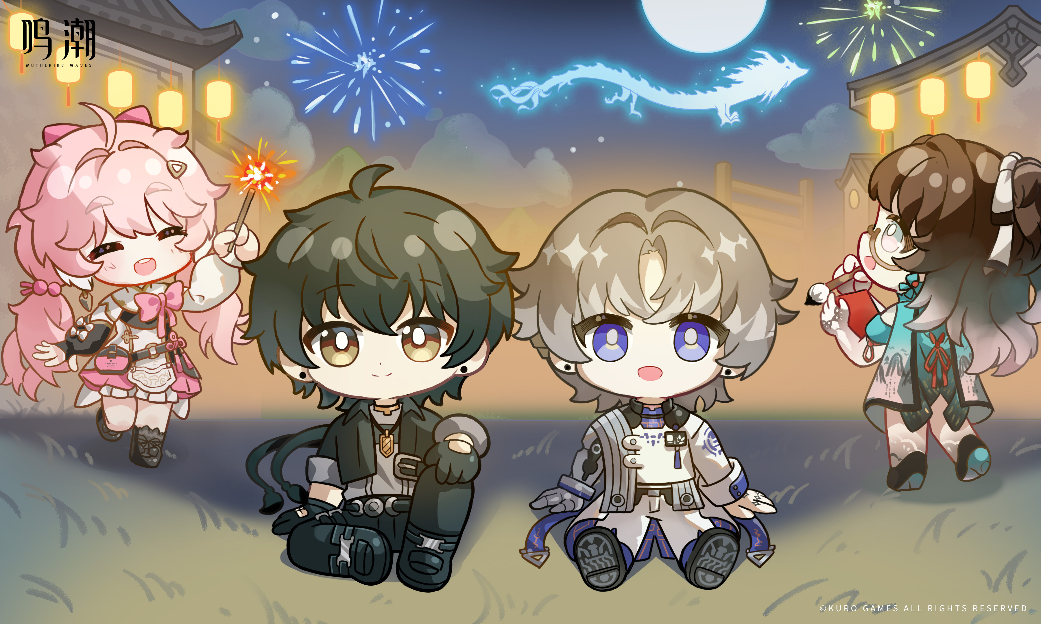 鸣潮官网社媒活动高清电脑壁纸-卡通漫画壁纸-踏月游园,第3张