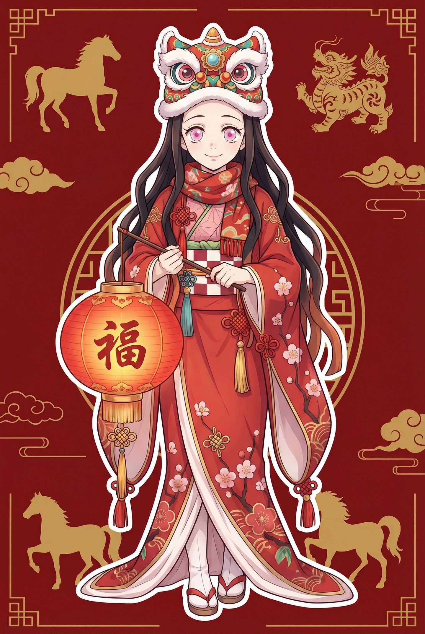鬼灭女孩给大家拜年。鬼灭之刃 新年主题 新年快乐,第2张