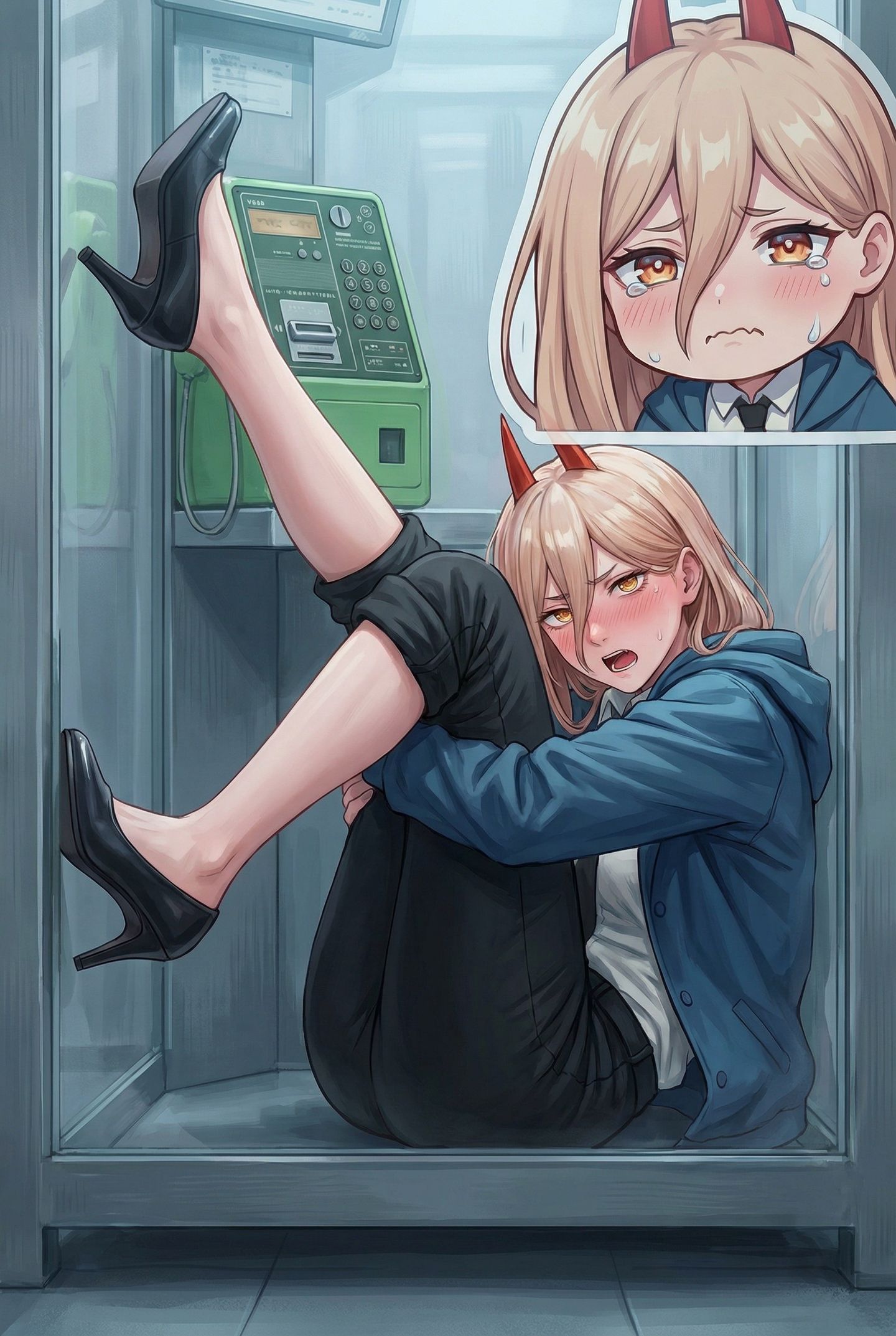 二次元图片 链锯人动漫日漫电锯人 玛奇玛 雷塞 电话亭,第4张