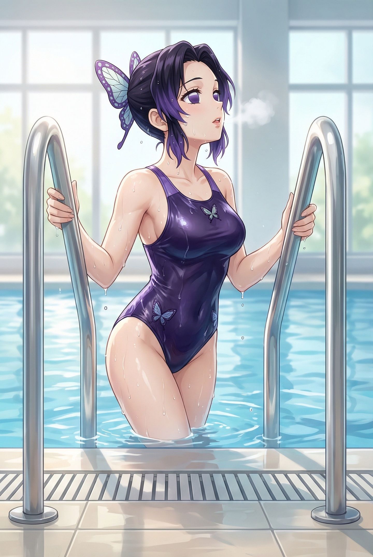 泳池游泳好啊得学。鬼灭之刃 弥豆子 蝴蝶忍 蜜璃 泳衣泳装比基尼动漫日漫壁纸,第1张