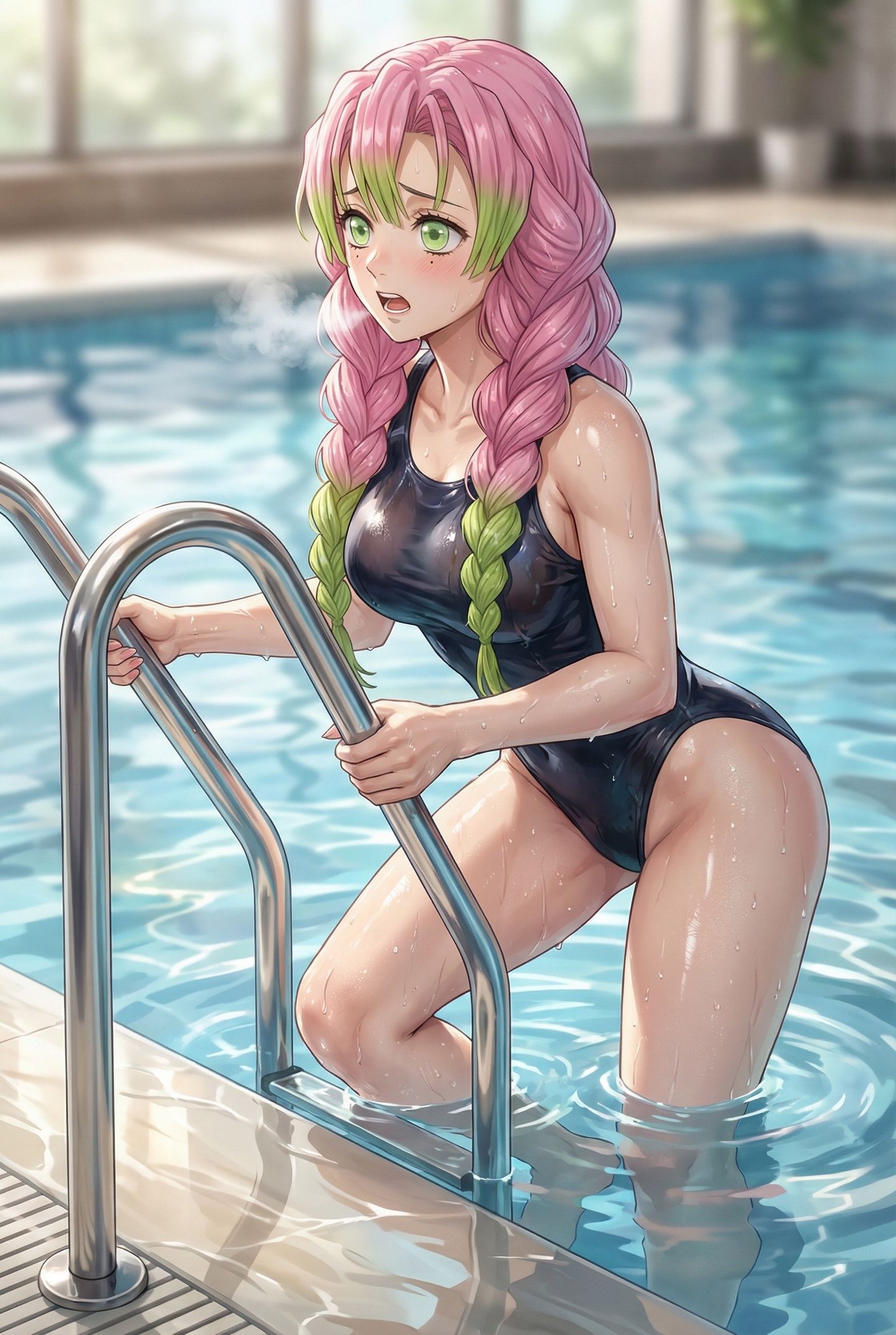 泳池游泳好啊得学。鬼灭之刃 弥豆子 蝴蝶忍 蜜璃 泳衣泳装比基尼动漫日漫壁纸,第3张