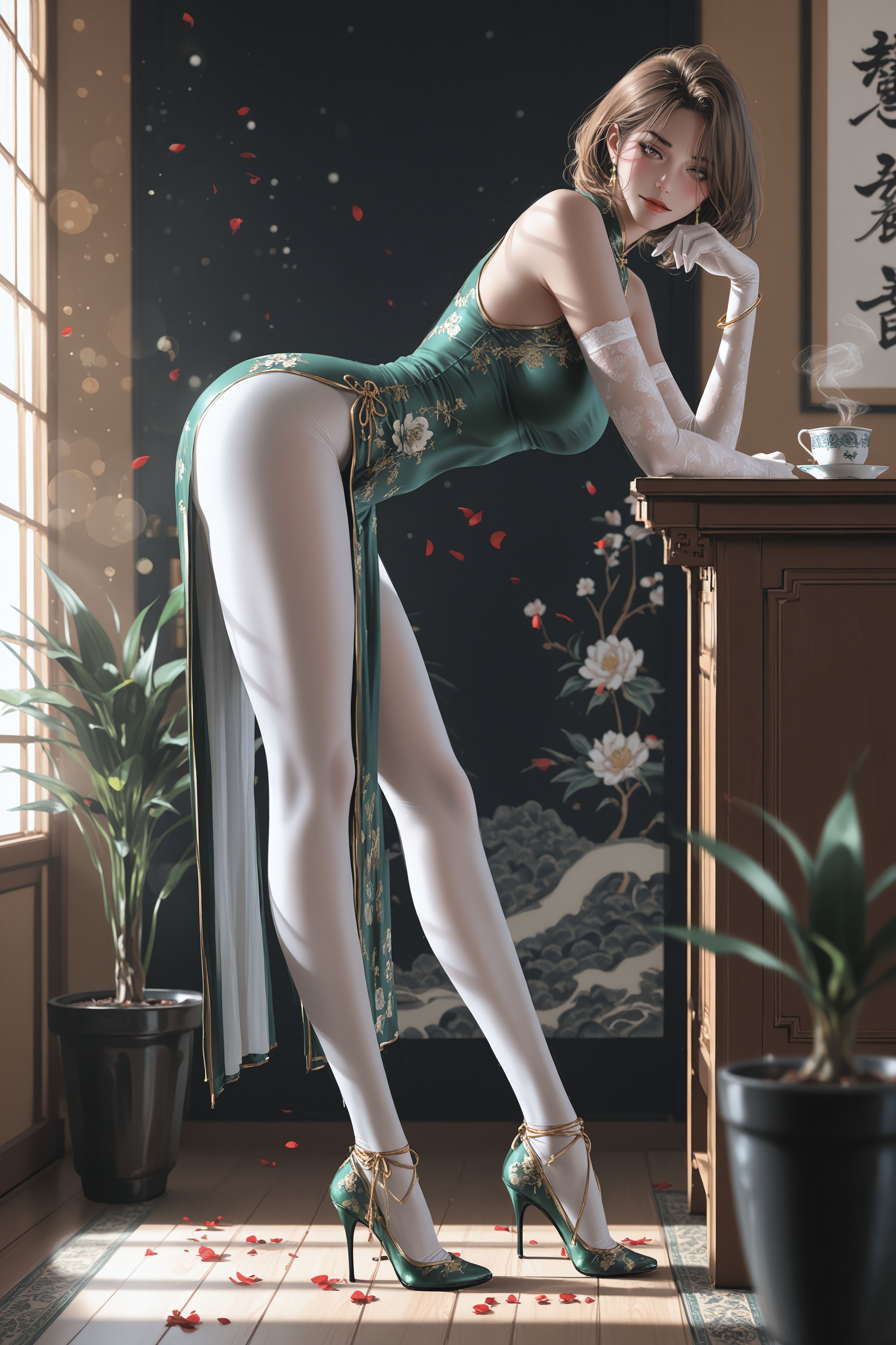 翠绿旗袍配白丝裤袜罗素丽和组长选谁？二次元韩漫美丽新世界,第1张