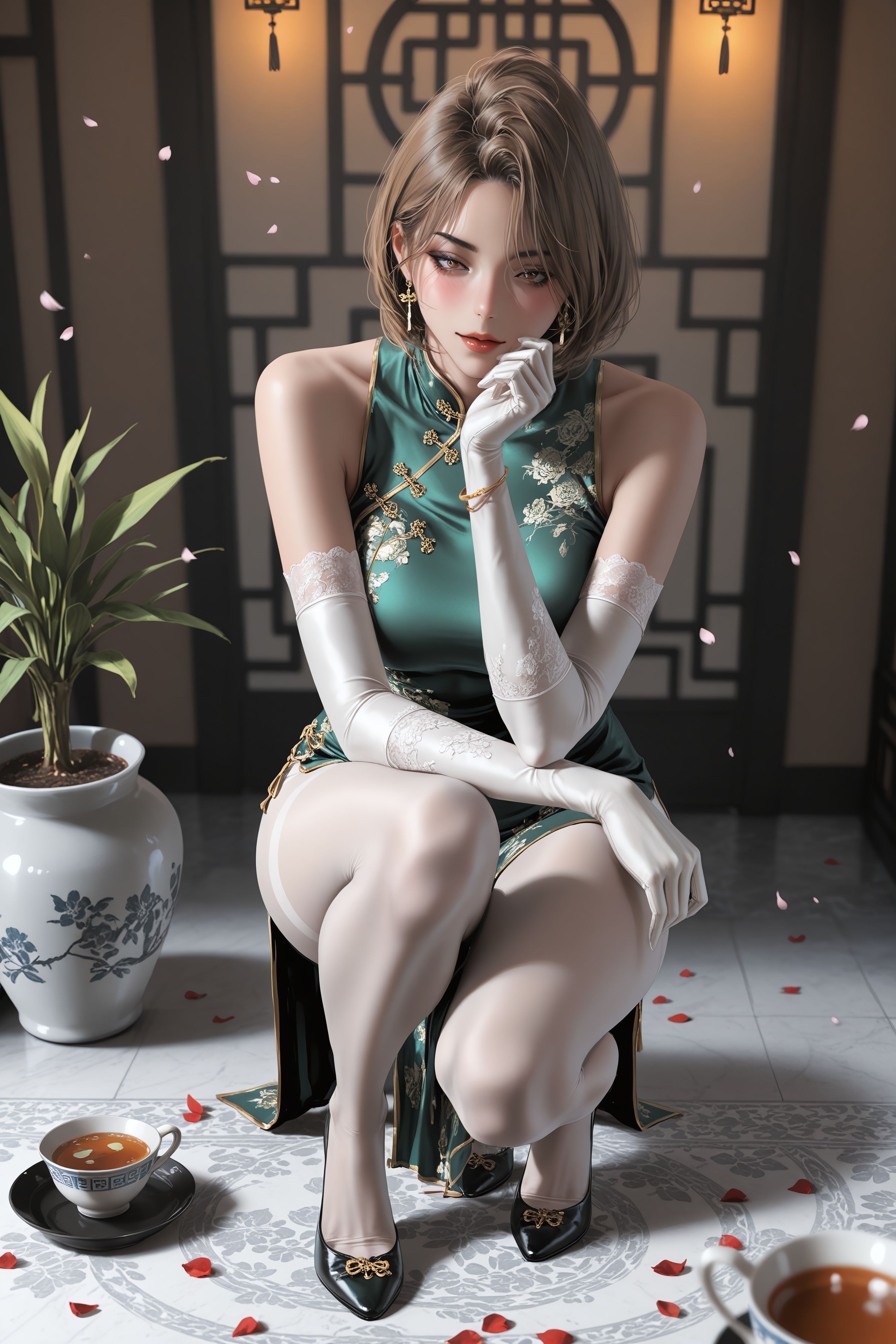 翠绿旗袍配白丝裤袜罗素丽和组长选谁？二次元韩漫美丽新世界,第3张