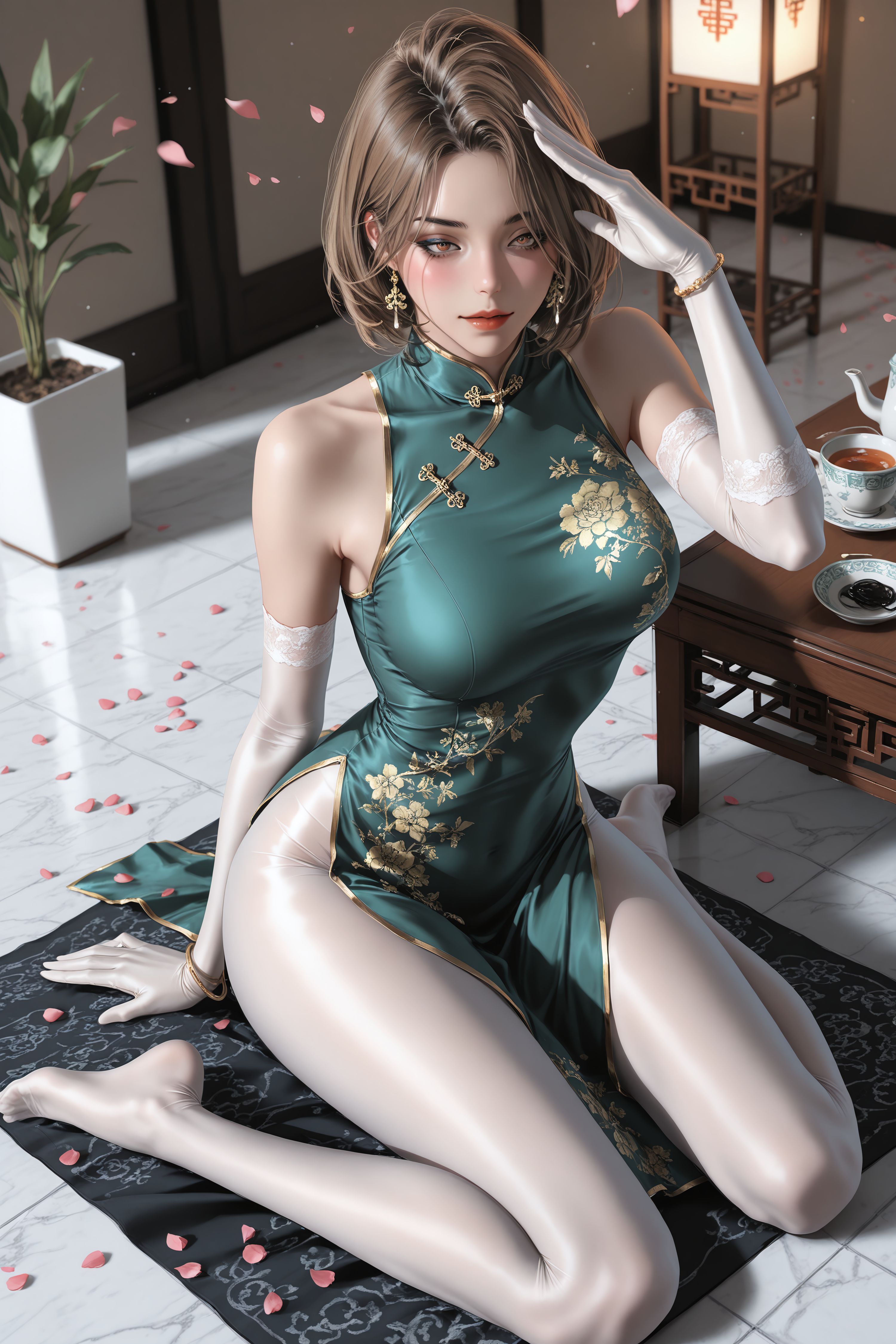 翠绿旗袍配白丝裤袜罗素丽和组长选谁？二次元韩漫美丽新世界,第4张