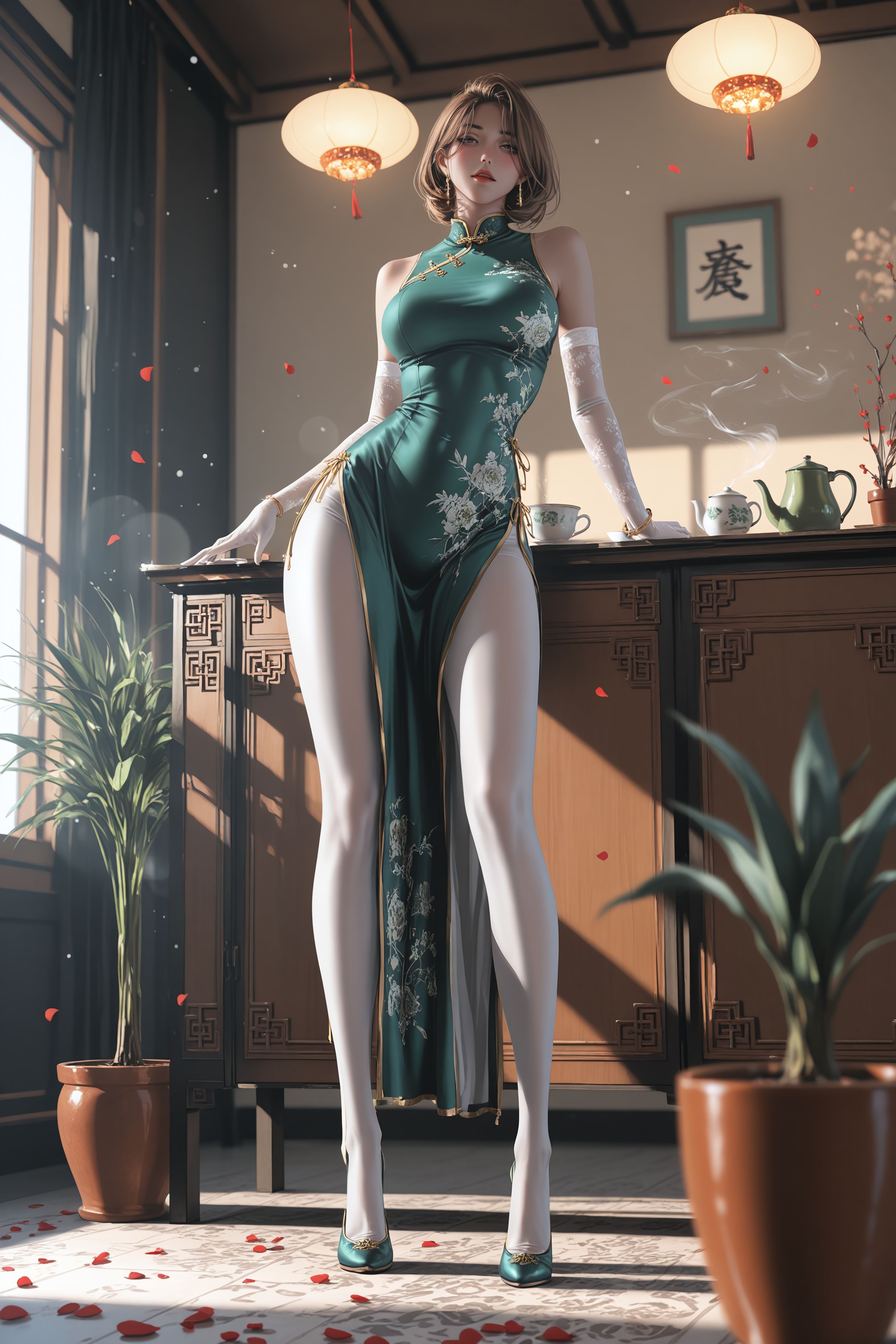 翠绿旗袍配白丝裤袜罗素丽和组长选谁？二次元韩漫美丽新世界,第5张