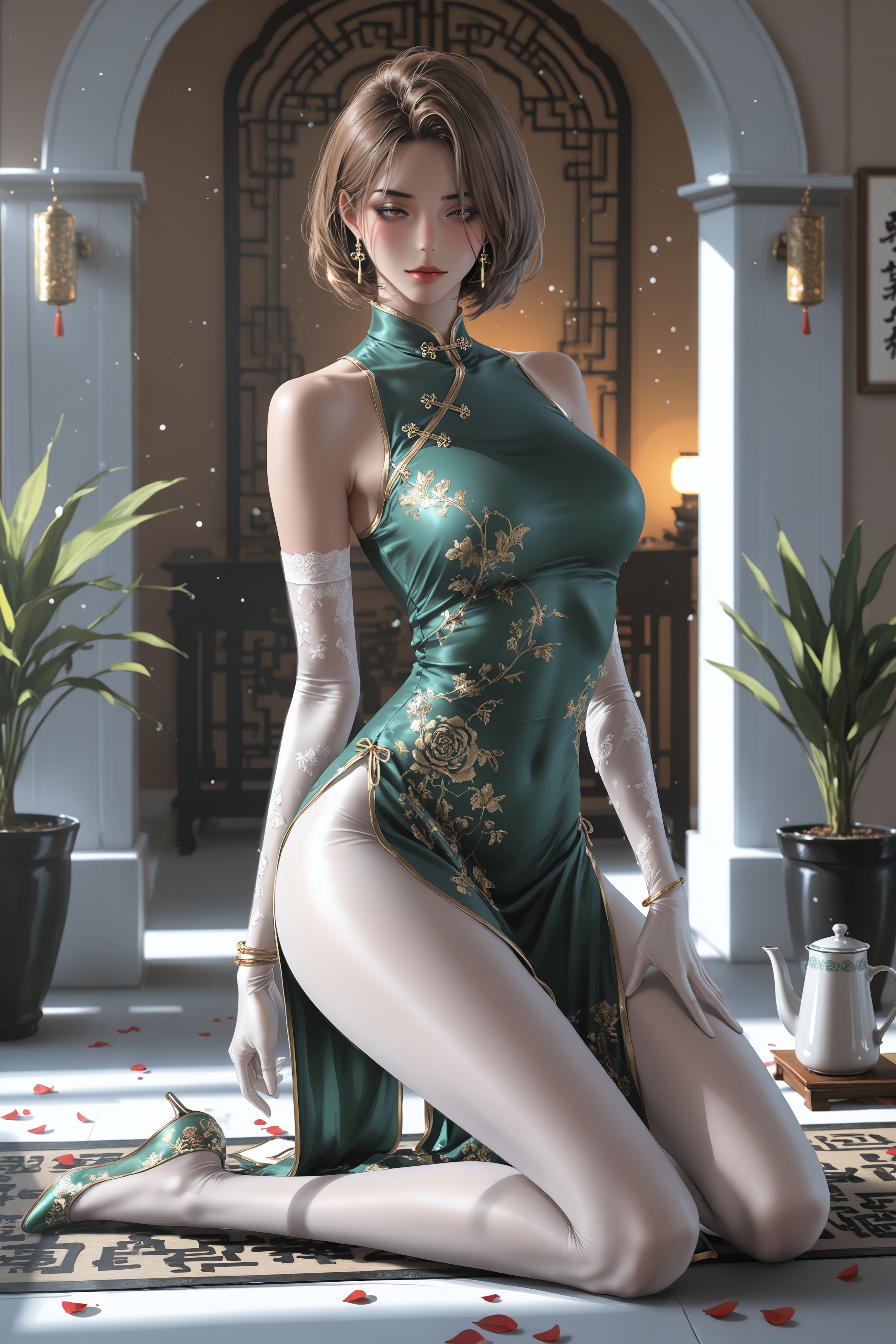 翠绿旗袍配白丝裤袜罗素丽和组长选谁？二次元韩漫美丽新世界,第7张