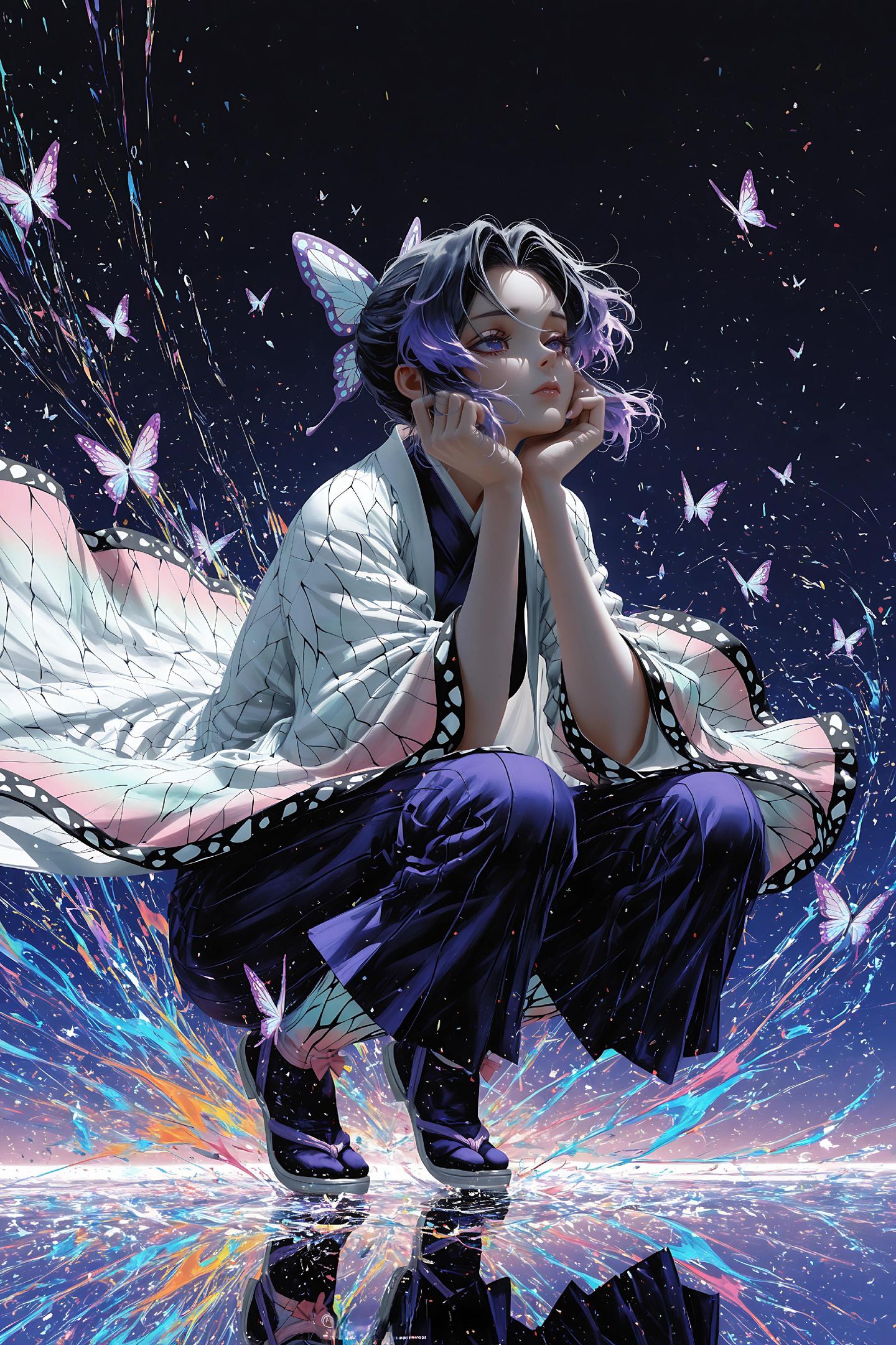 蝴蝶忍鬼灭之刃，二次元动漫人物鬼灭二创手机壁纸,第2张