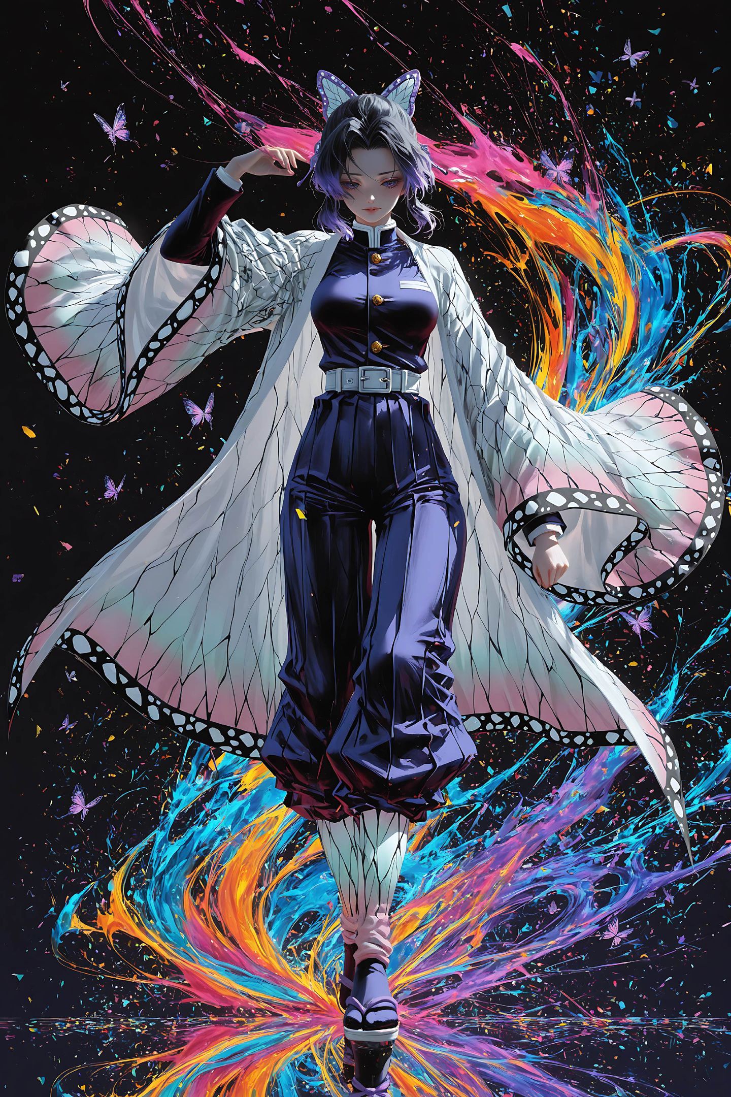 蝴蝶忍鬼灭之刃，二次元动漫人物鬼灭二创手机壁纸,第3张