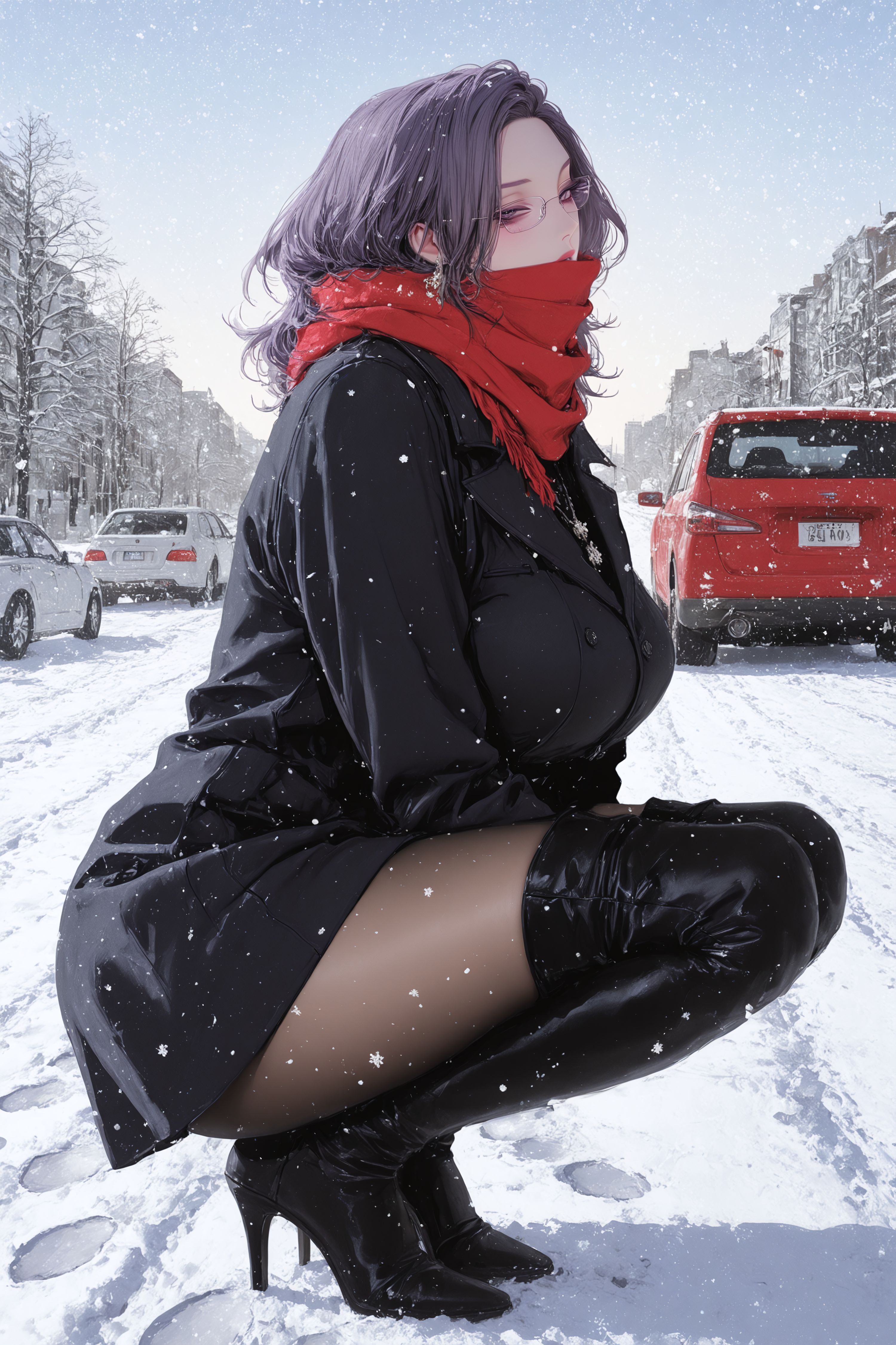 金美庭冬日浪漫，二次元漫画韩漫美丽新世界二创，下雪美景肉肉腿,第1张