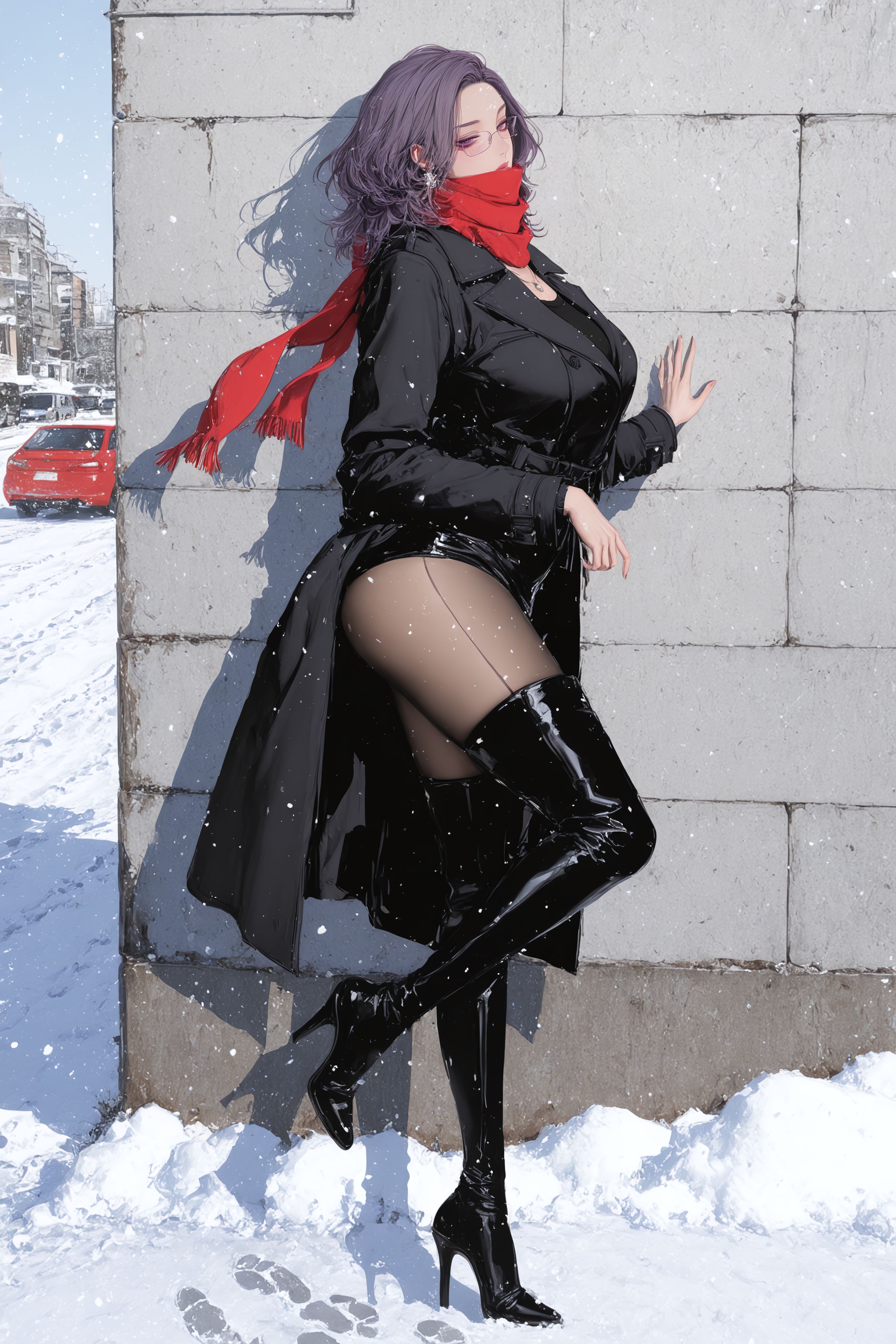 金美庭冬日浪漫，二次元漫画韩漫美丽新世界二创，下雪美景肉肉腿,第3张