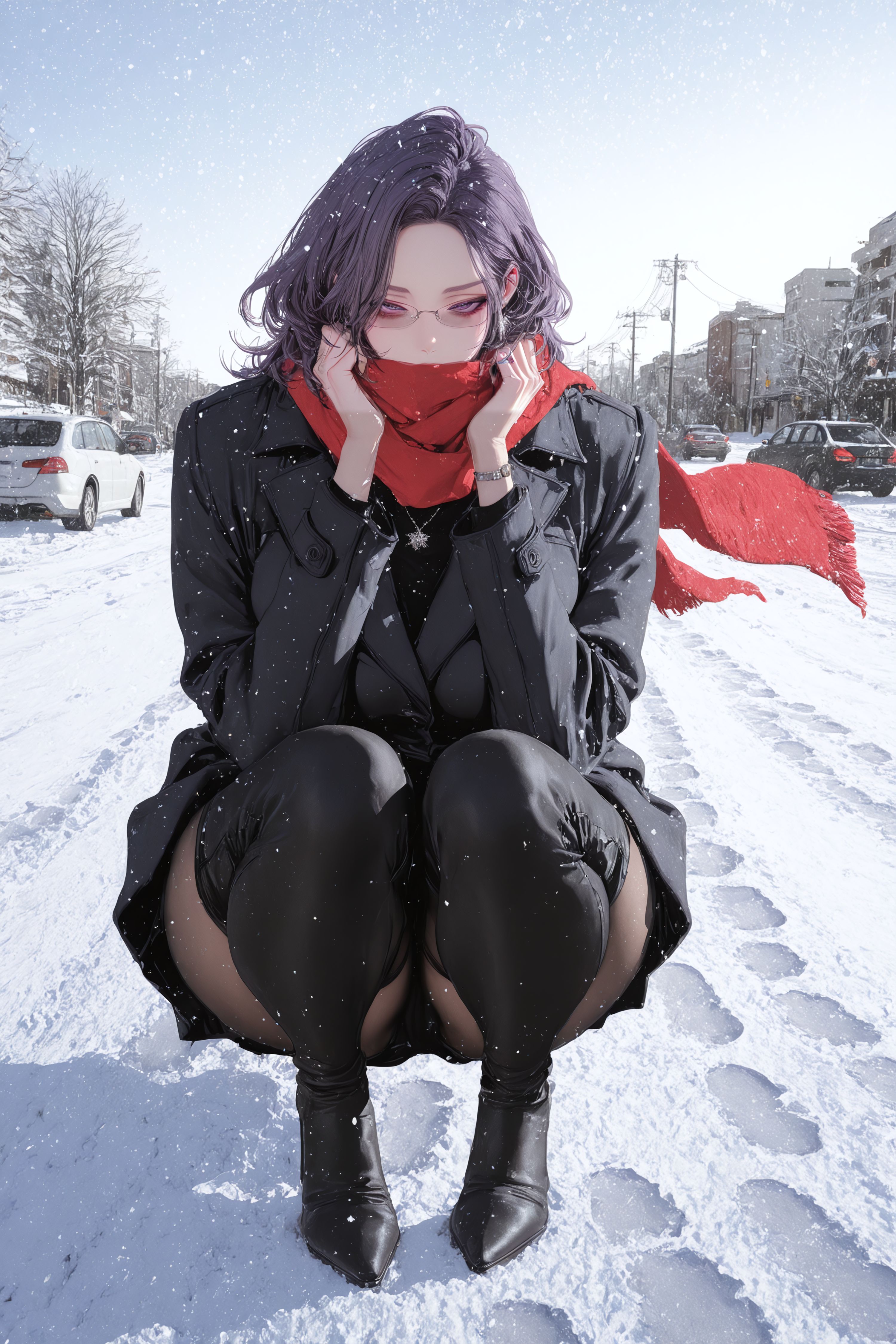 金美庭冬日浪漫，二次元漫画韩漫美丽新世界二创，下雪美景肉肉腿,第9张