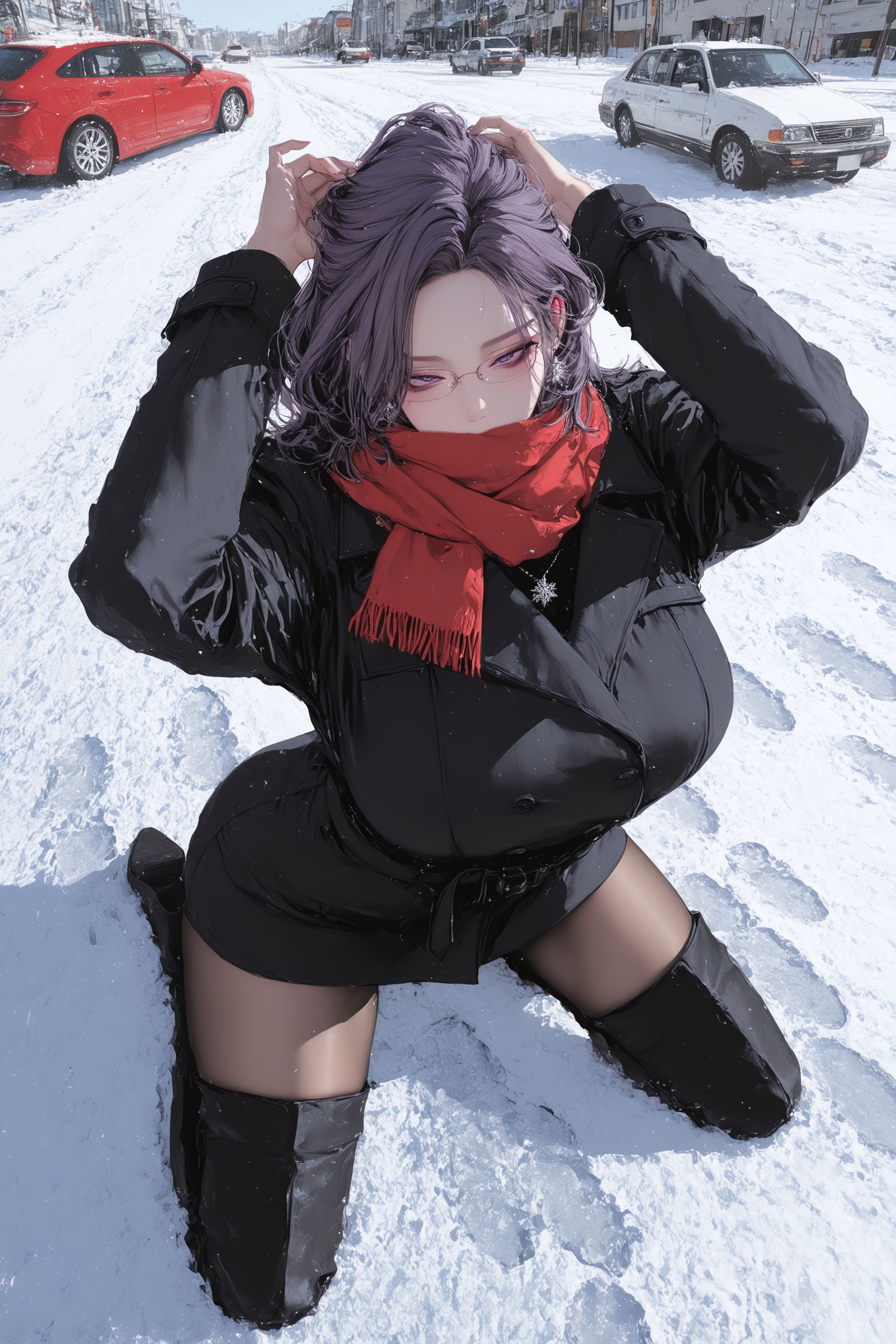 金美庭冬日浪漫，二次元漫画韩漫美丽新世界二创，下雪美景肉肉腿,第7张