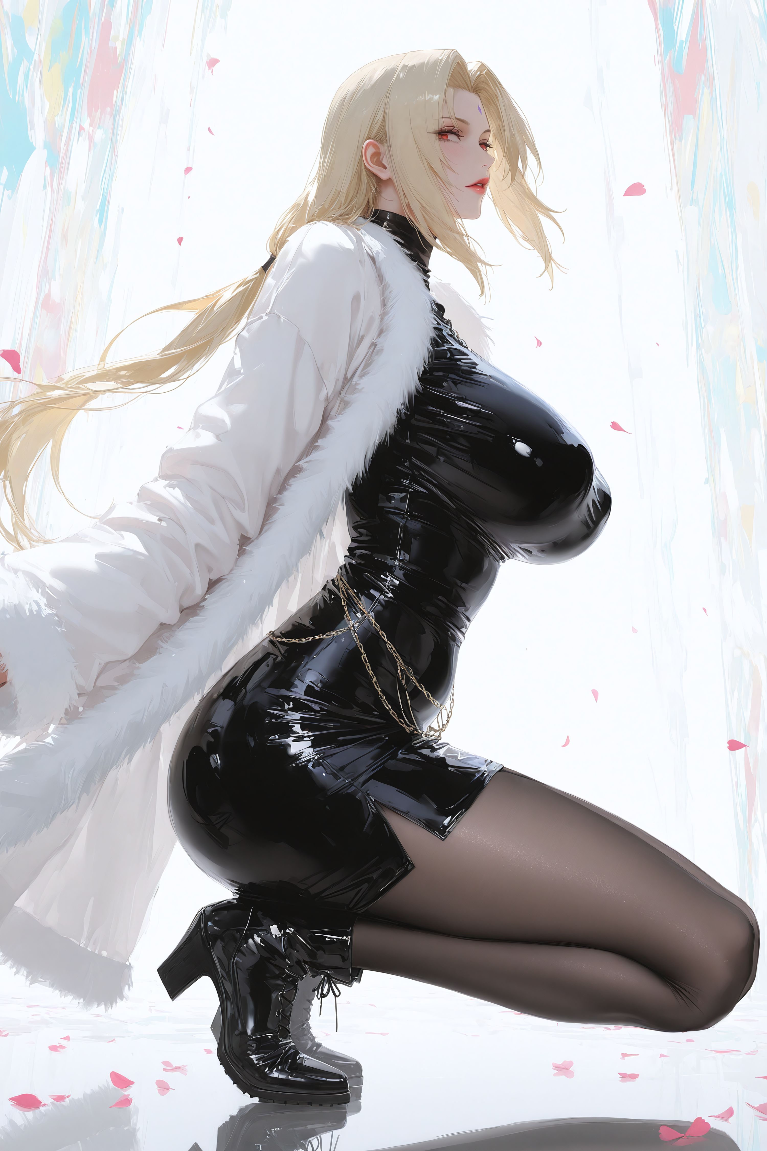 二次元火影忍者动漫人物女王范纲手，皮衣黑丝裤袜,第5张