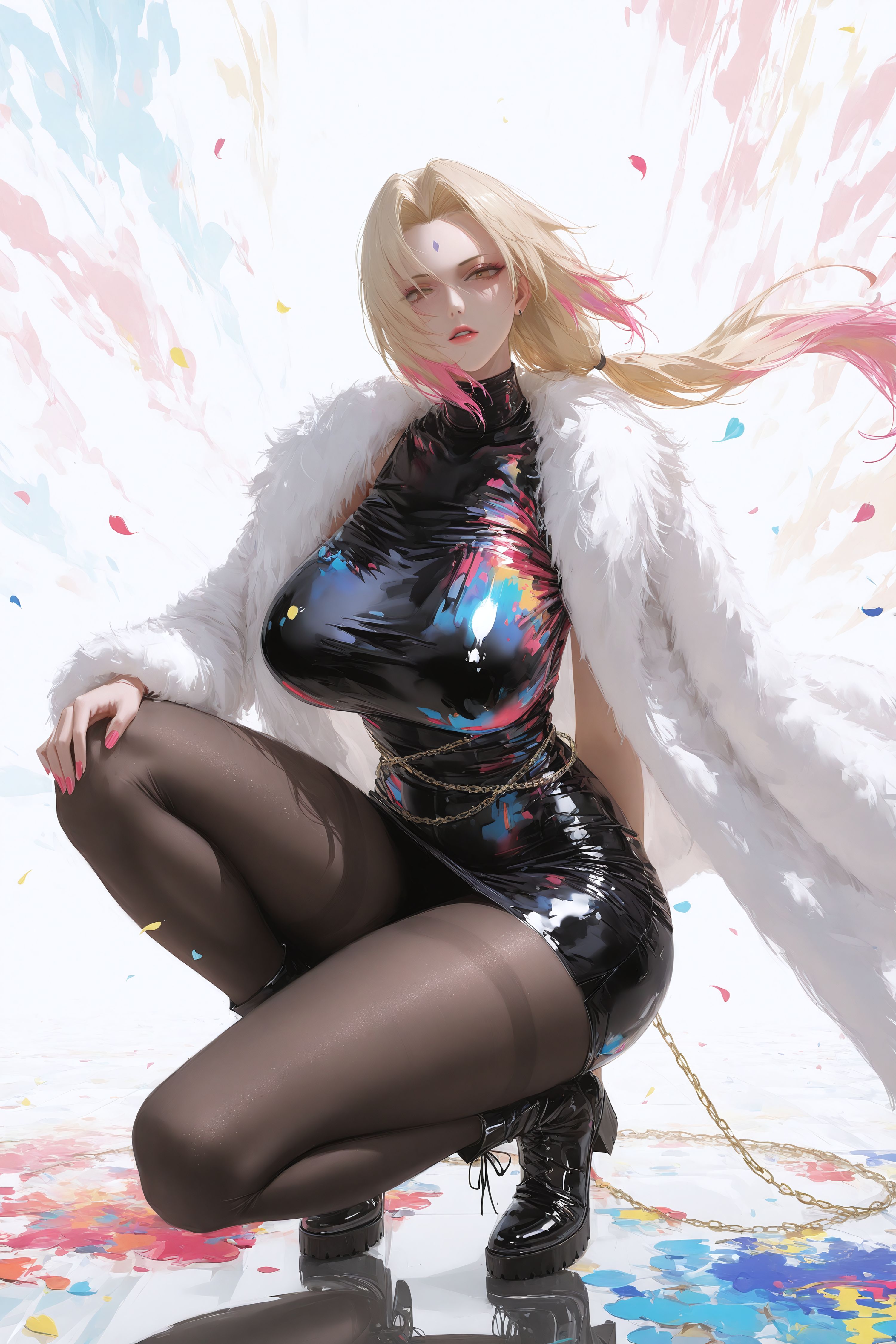 第二弹-二次元火影忍者动漫人物女王范纲手，皮衣黑丝裤袜,第4张