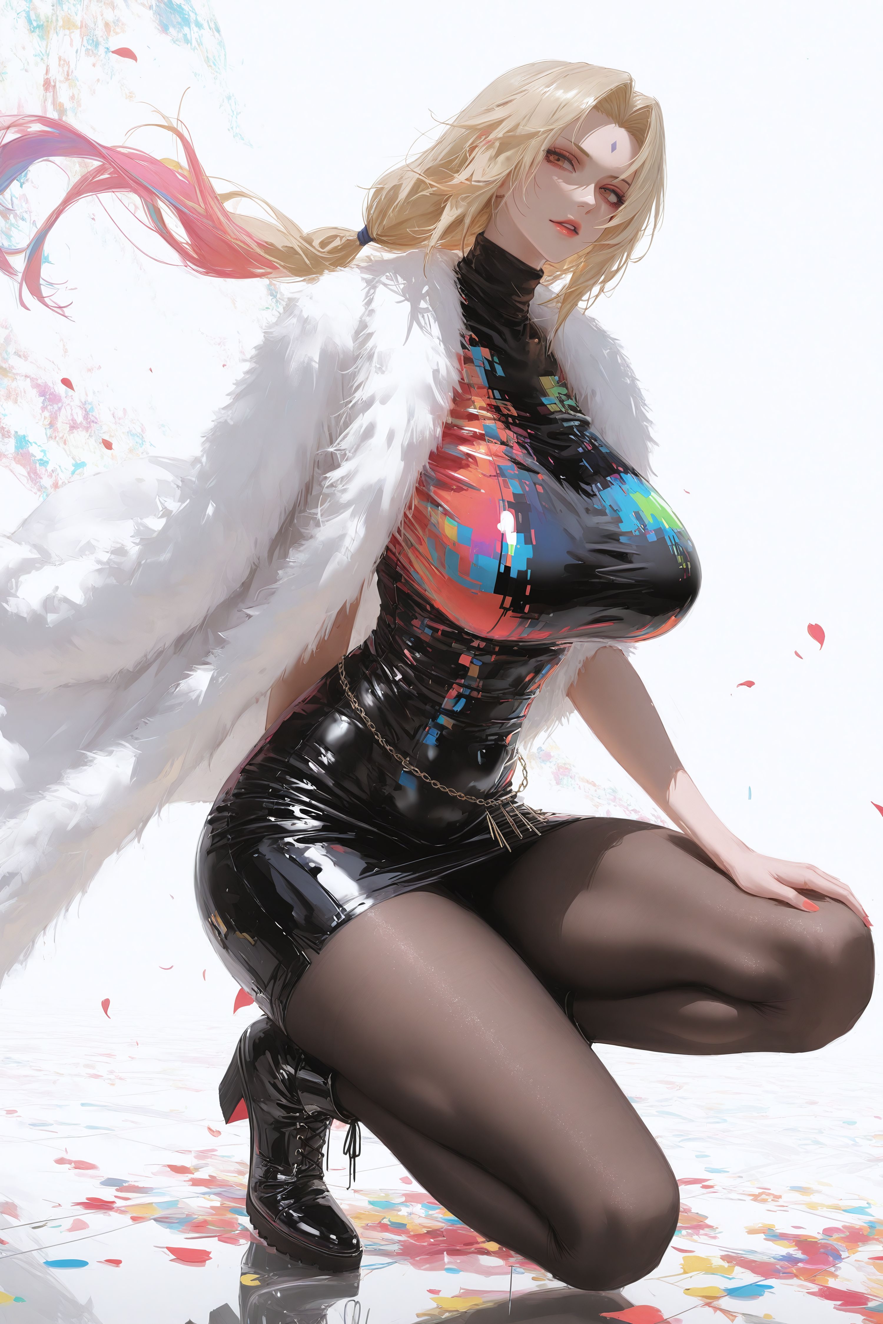 第二弹-二次元火影忍者动漫人物女王范纲手，皮衣黑丝裤袜,第3张