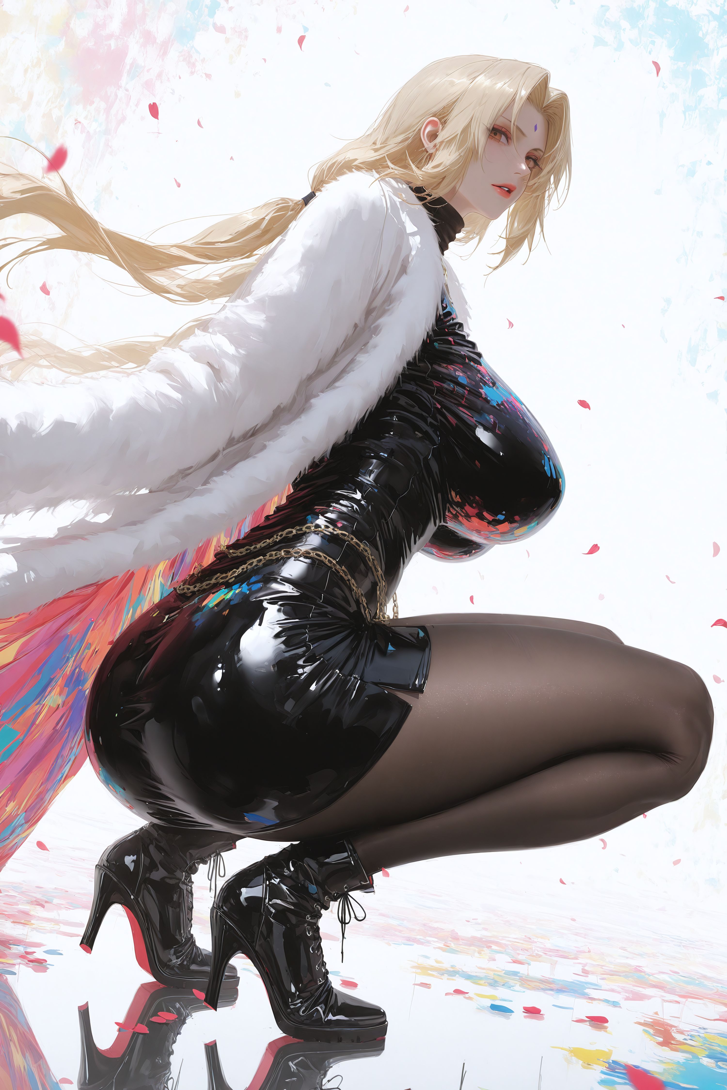 第二弹-二次元火影忍者动漫人物女王范纲手，皮衣黑丝裤袜,第5张