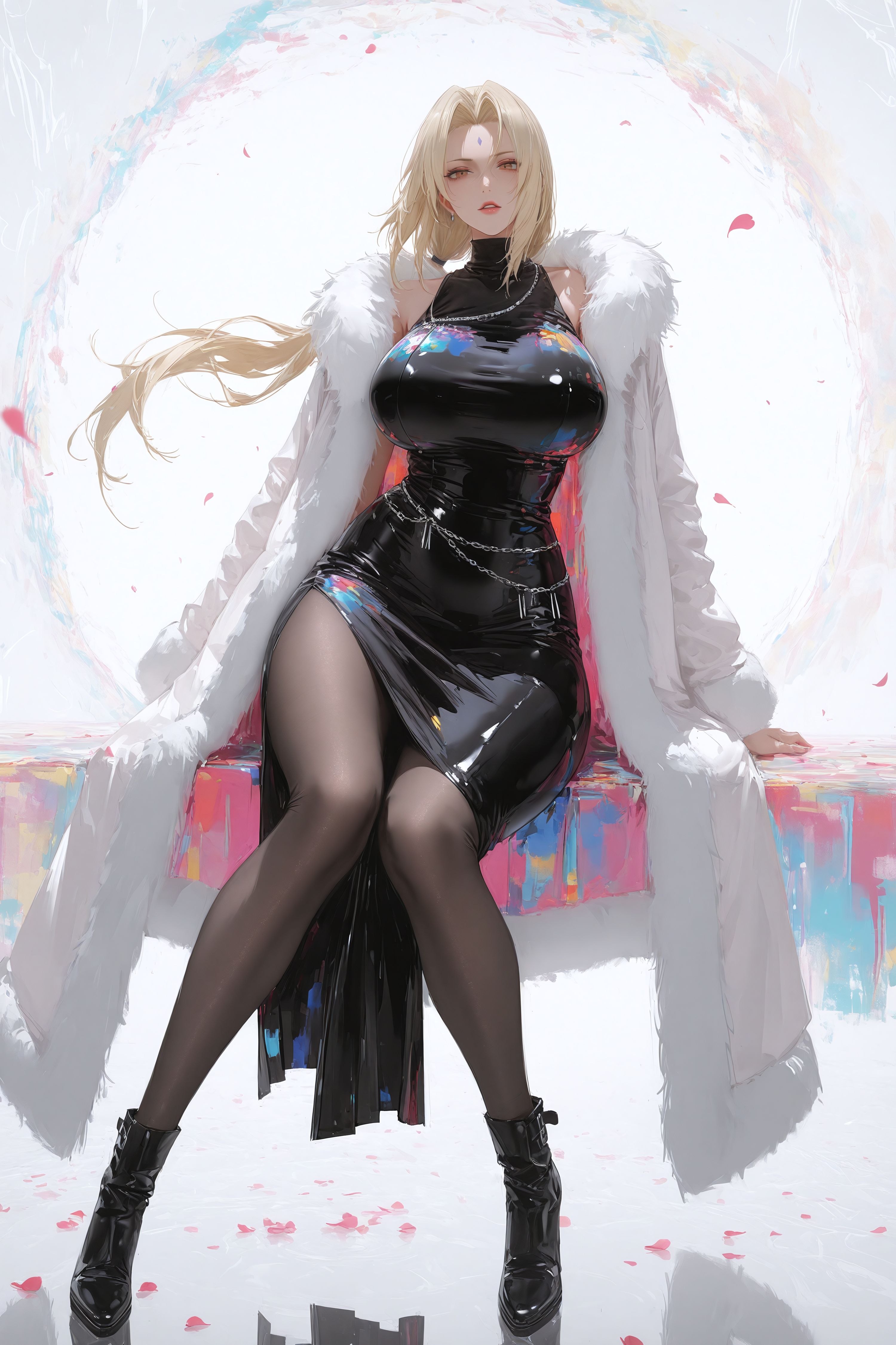 第二弹-二次元火影忍者动漫人物女王范纲手，皮衣黑丝裤袜,第7张