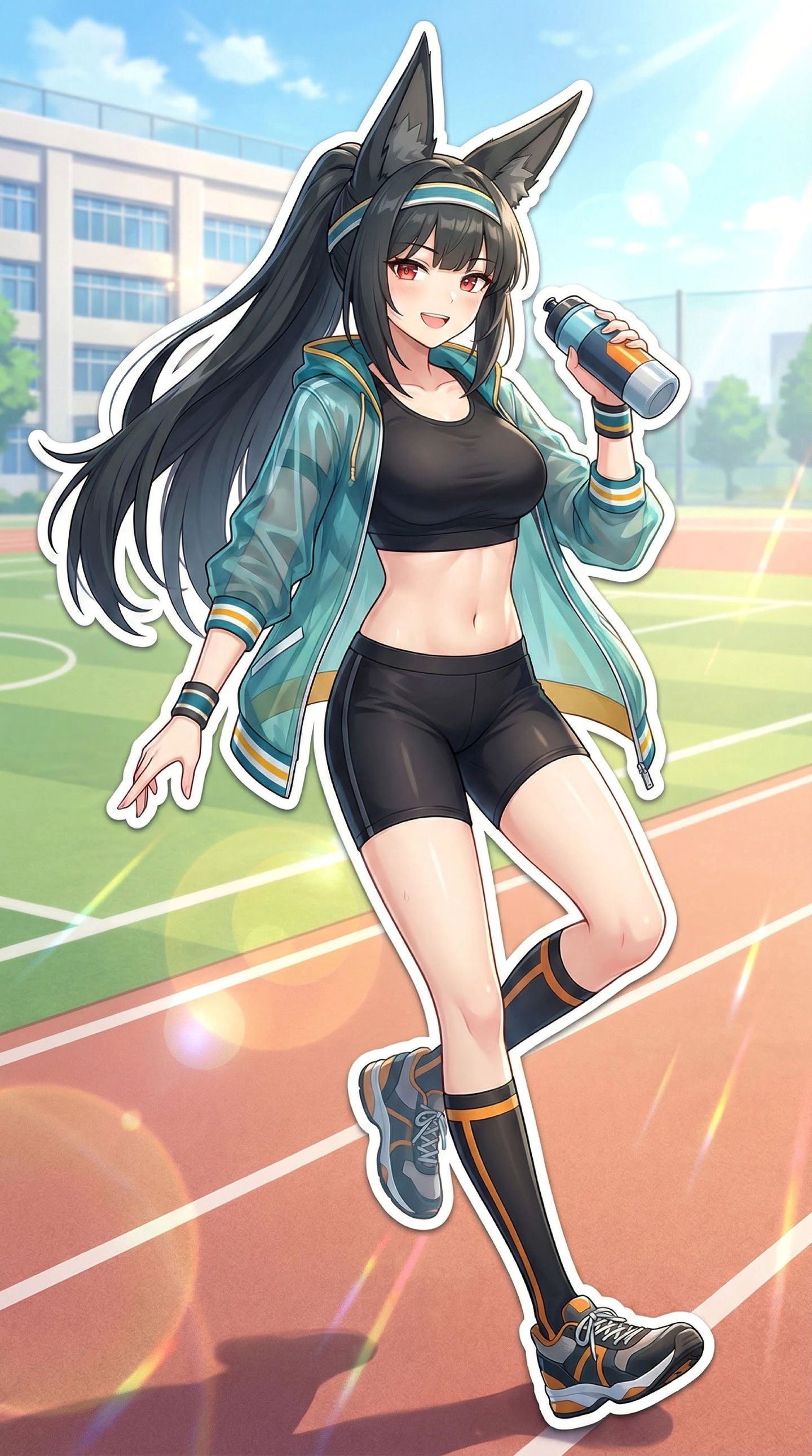 二次元游戏绝区零星见雅，校园操场运动服漫画风格美图,第1张