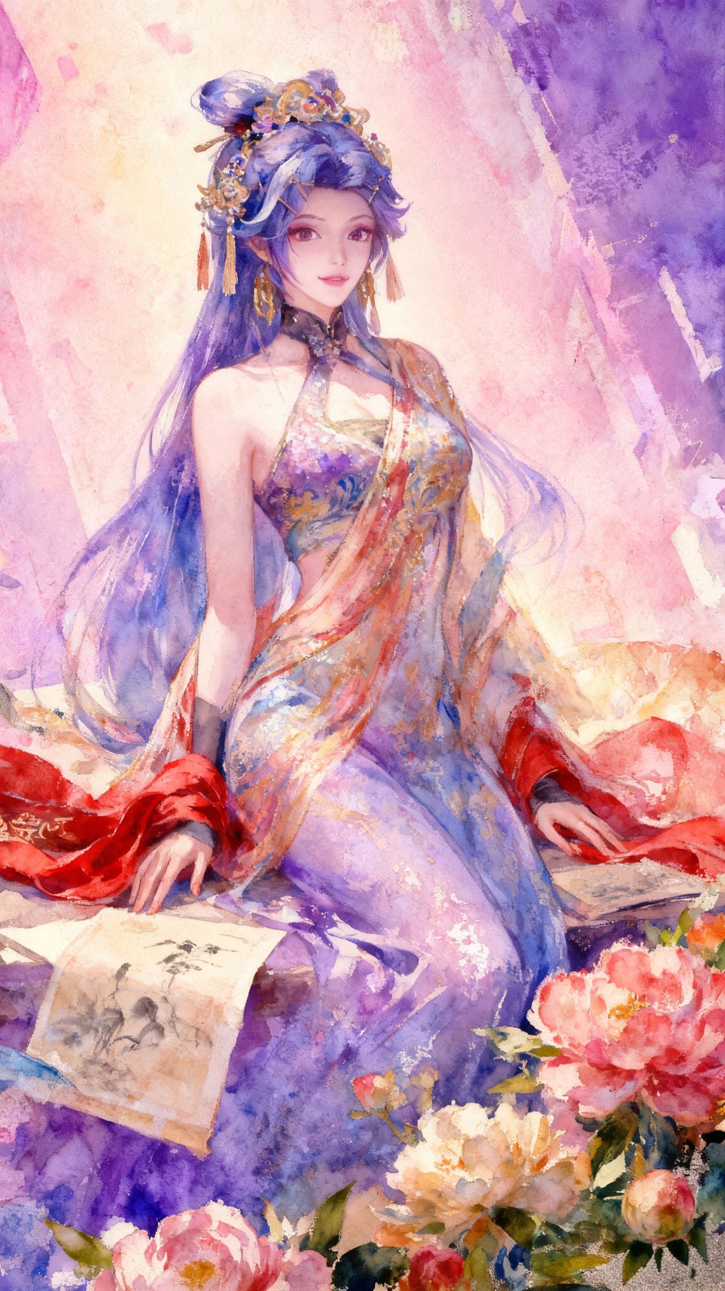 王者荣耀英雄国风水彩动漫图，美翻啦古风图片,第2张