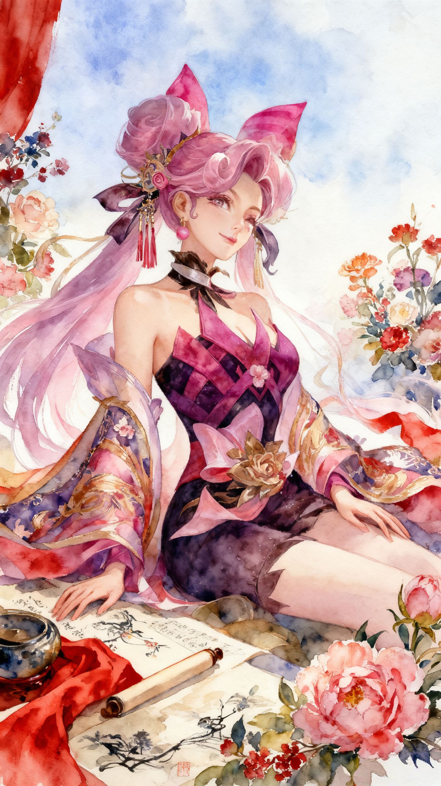 王者荣耀英雄国风水彩动漫图，美翻啦古风图片,第6张