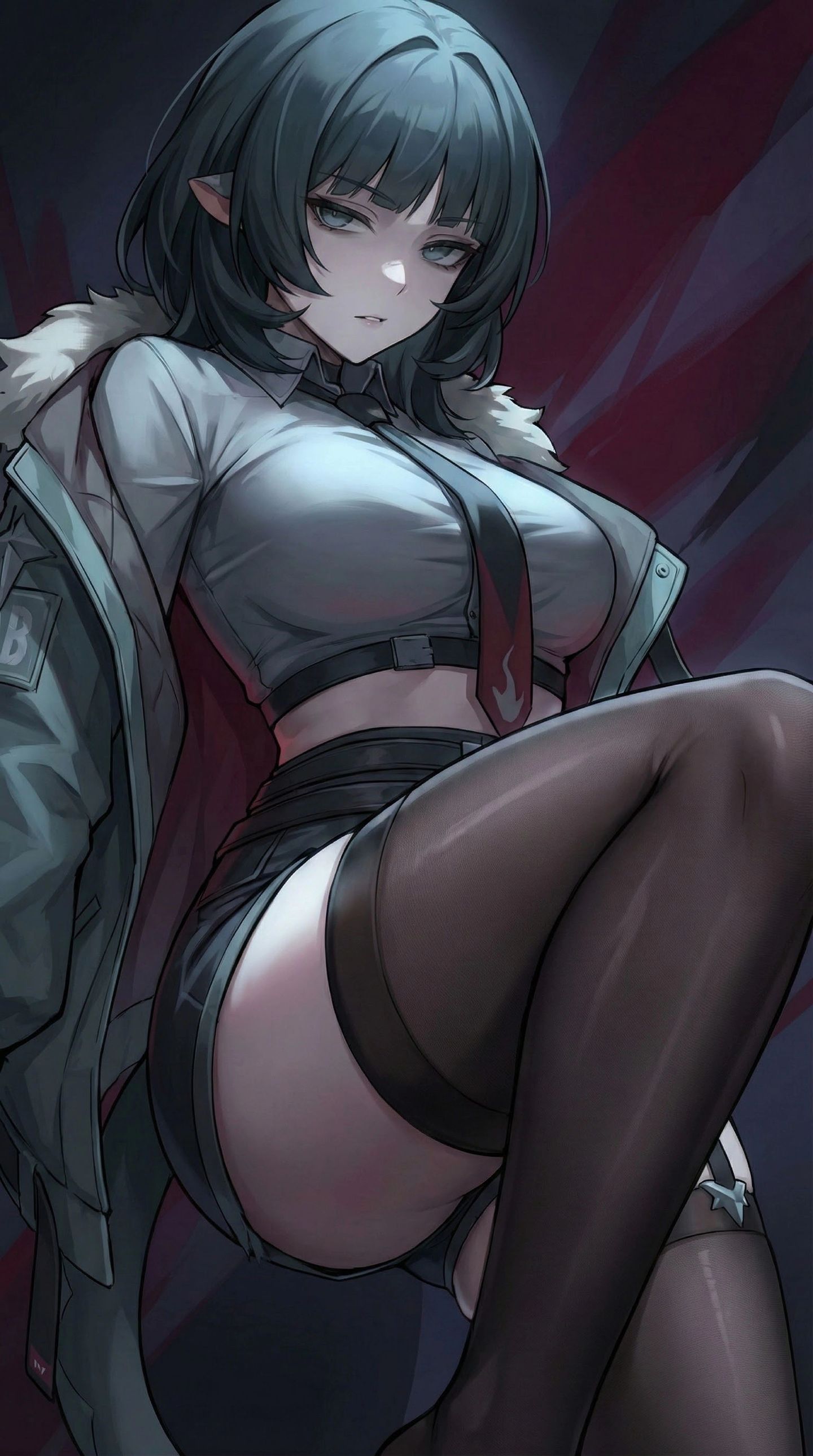 你在看什么？二次元游戏绝区零仪玄，黑丝过膝袜乌鸦,第2张