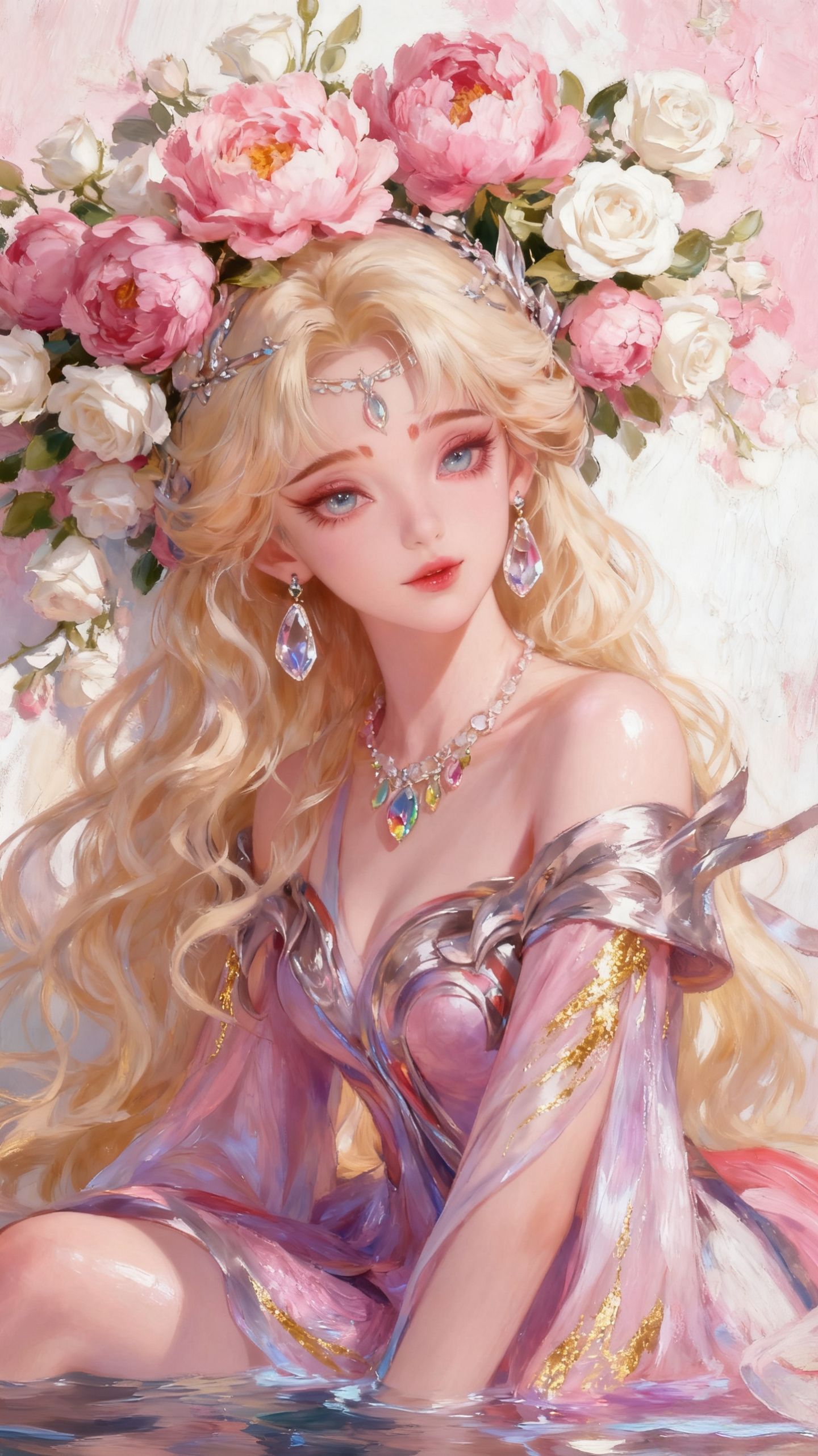 王者荣耀英雄梦幻花墙宝石，妲己 朵莉亚真的太美了吧，AI古风唯美精致,第4张