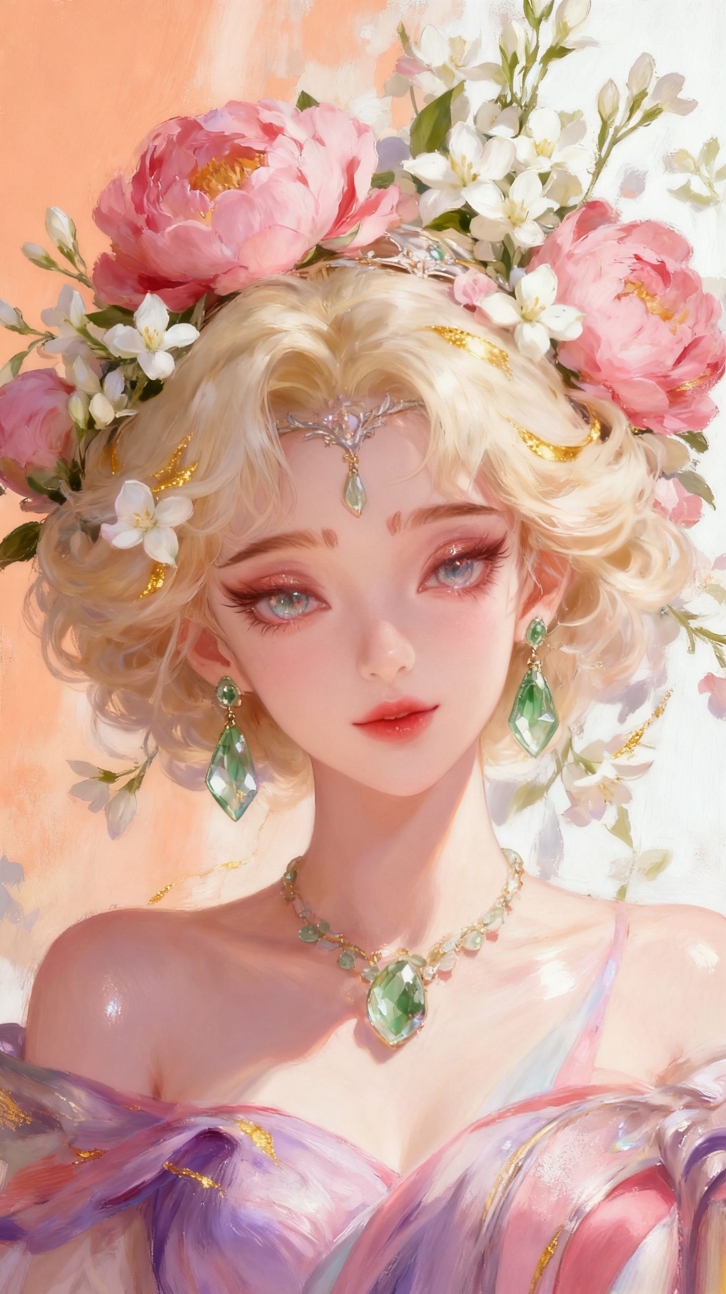 王者荣耀英雄梦幻花墙宝石，妲己 朵莉亚真的太美了吧，AI古风唯美精致,第3张