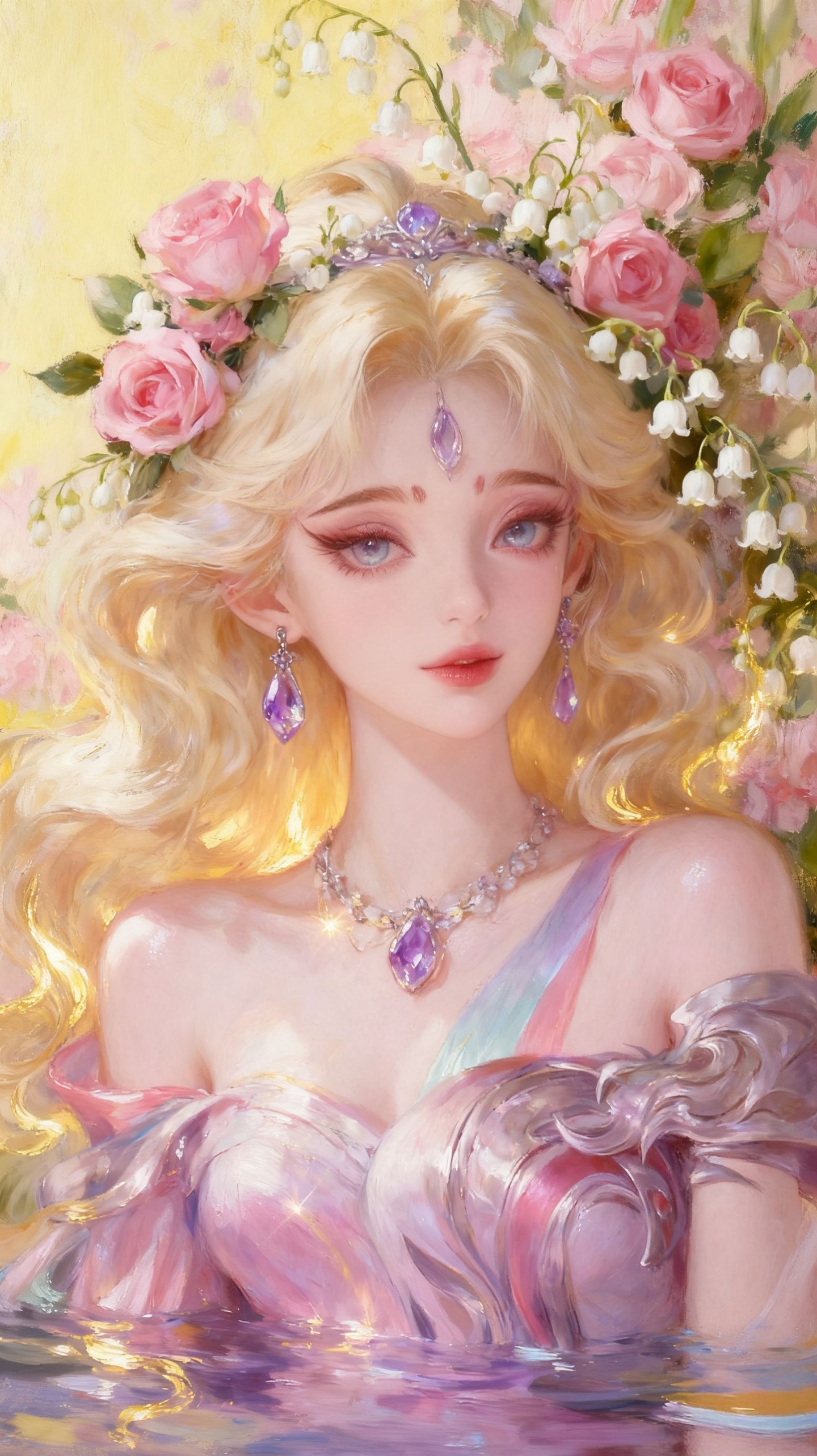 王者荣耀英雄梦幻花墙宝石，妲己 朵莉亚真的太美了吧，AI古风唯美精致,第5张