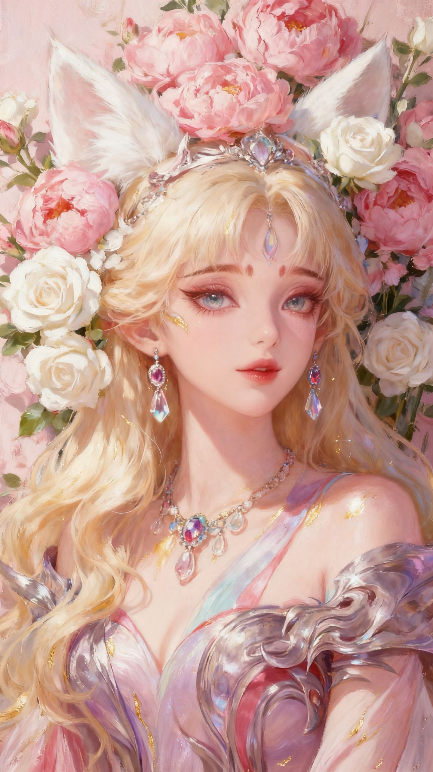 王者荣耀英雄梦幻花墙宝石，妲己 朵莉亚真的太美了吧，AI古风唯美精致,第7张