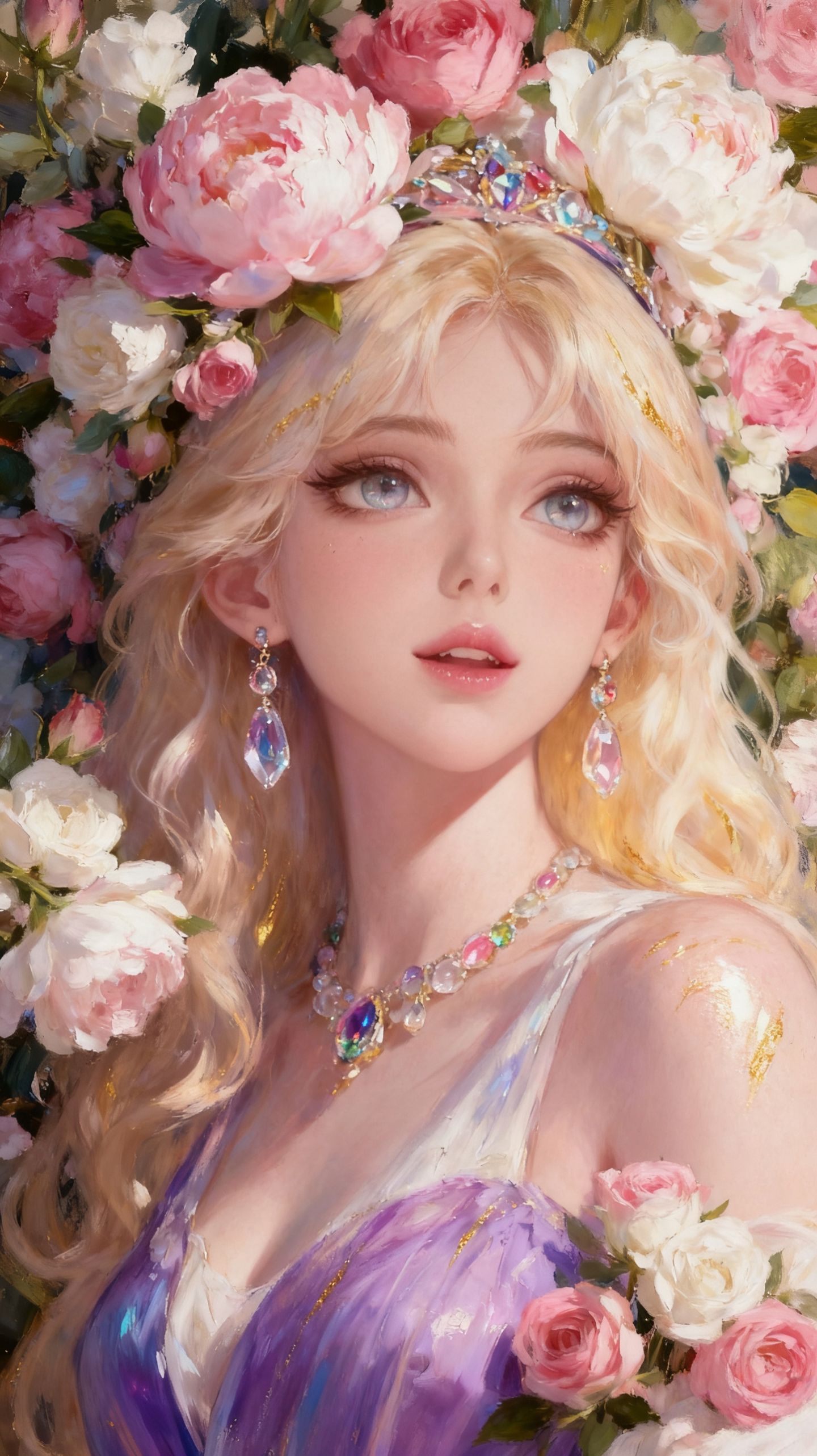 王者荣耀英雄梦幻花墙宝石，妲己 朵莉亚真的太美了吧，AI古风唯美精致,第9张