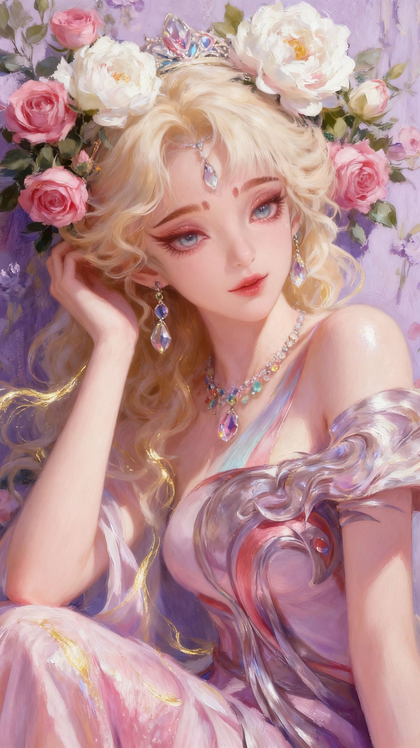 王者荣耀英雄梦幻花墙宝石，妲己 朵莉亚真的太美了吧，AI古风唯美精致,第12张