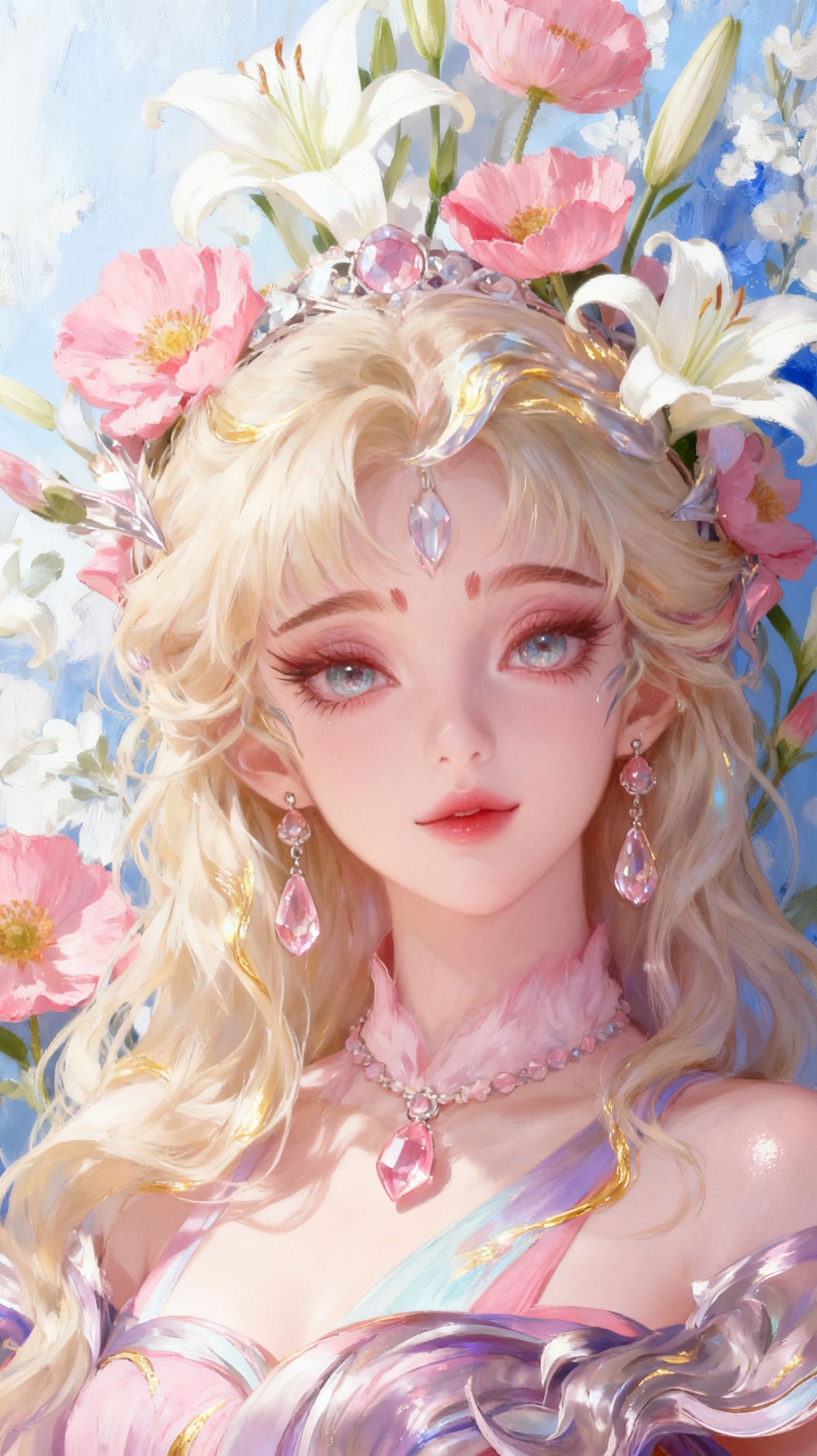 王者荣耀英雄梦幻花墙宝石，妲己 朵莉亚真的太美了吧，AI古风唯美精致,第11张