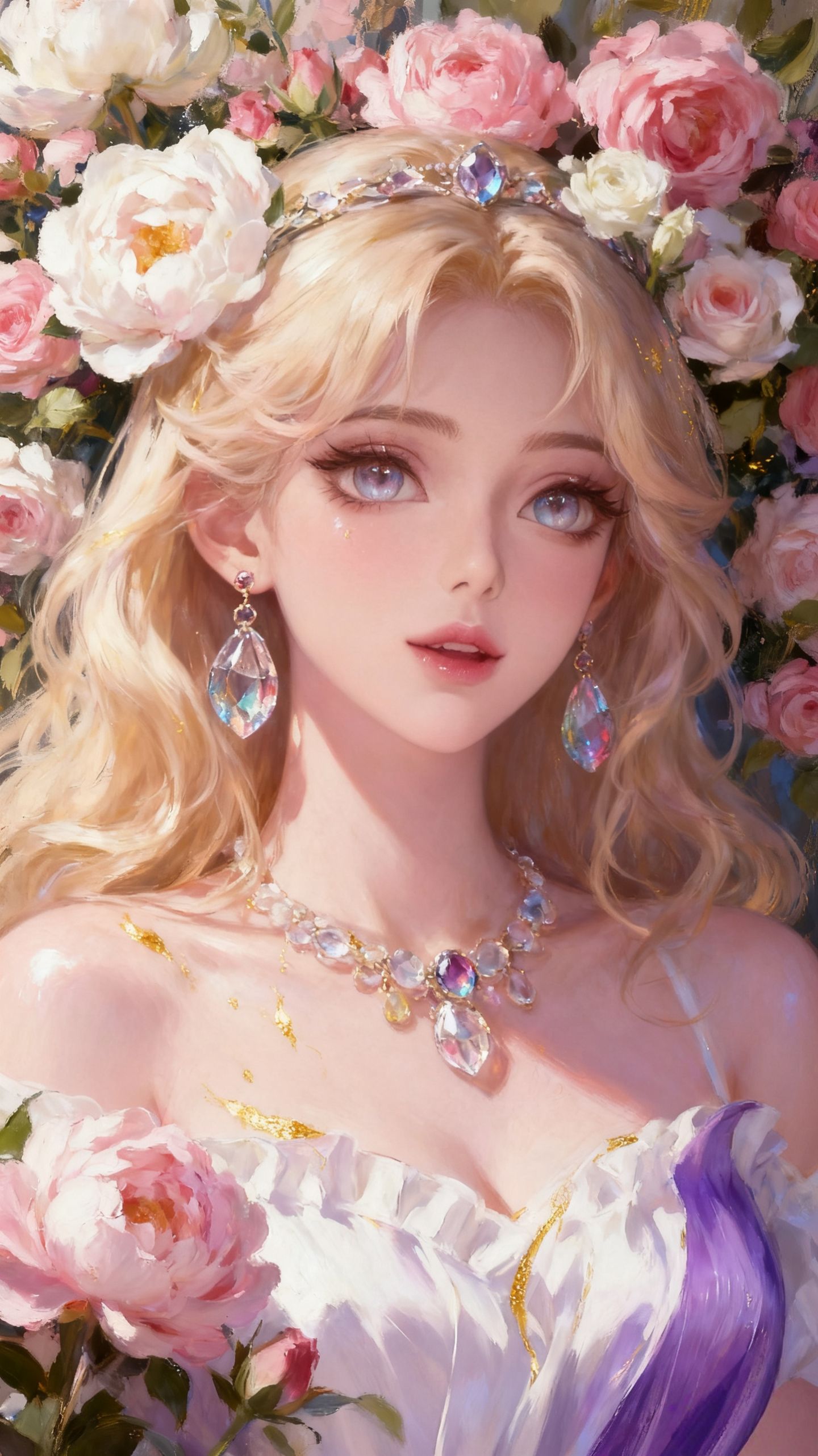 王者荣耀英雄梦幻花墙宝石，妲己 朵莉亚真的太美了吧，AI古风唯美精致,第10张