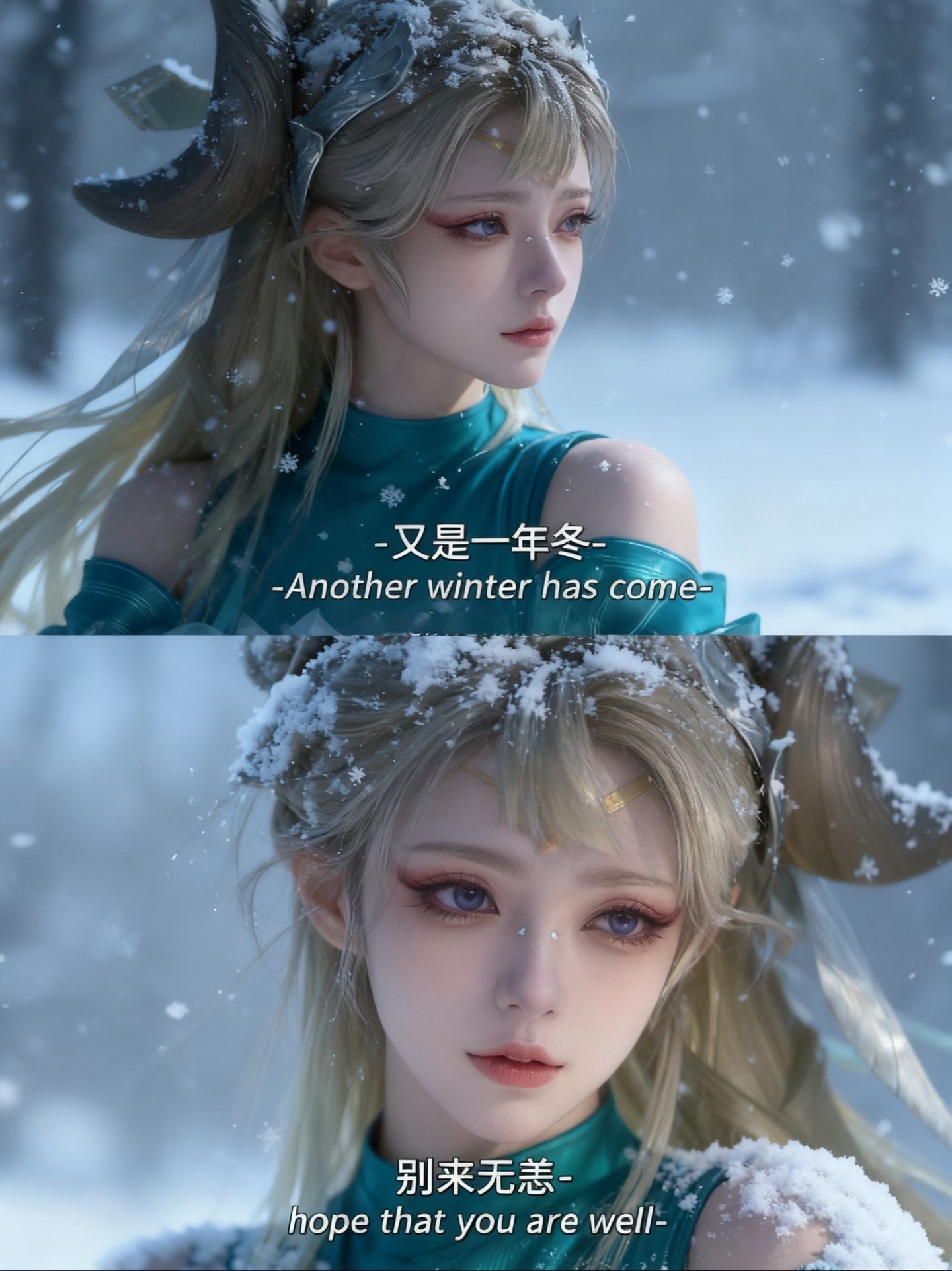 王者英雄冬日电影感叙事拼图，鲜活的身躯和细腻的表情AI创作（又是一年冬，别来无恙）,第4张