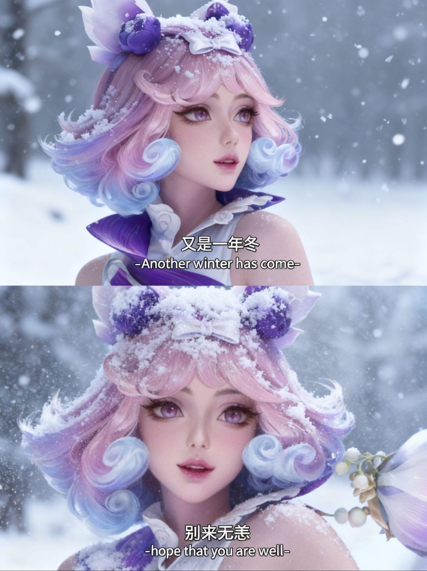 王者英雄冬日电影感叙事拼图，鲜活的身躯和细腻的表情AI创作（又是一年冬，别来无恙）,第3张