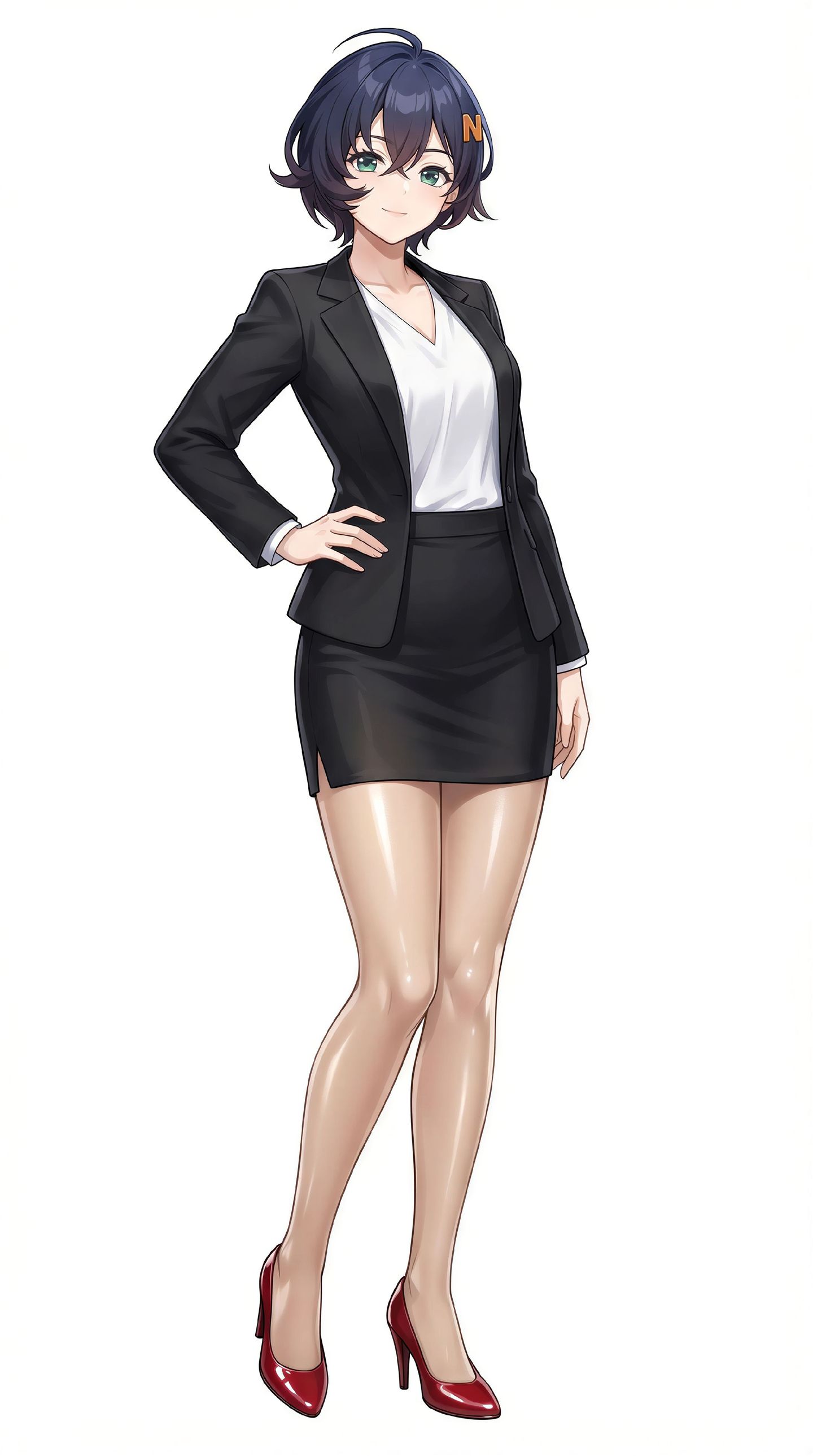 二次元游戏美图，漫画风格立绘，绝区零OL装、职业装白领、黑丝裤袜高跟鞋,第2张