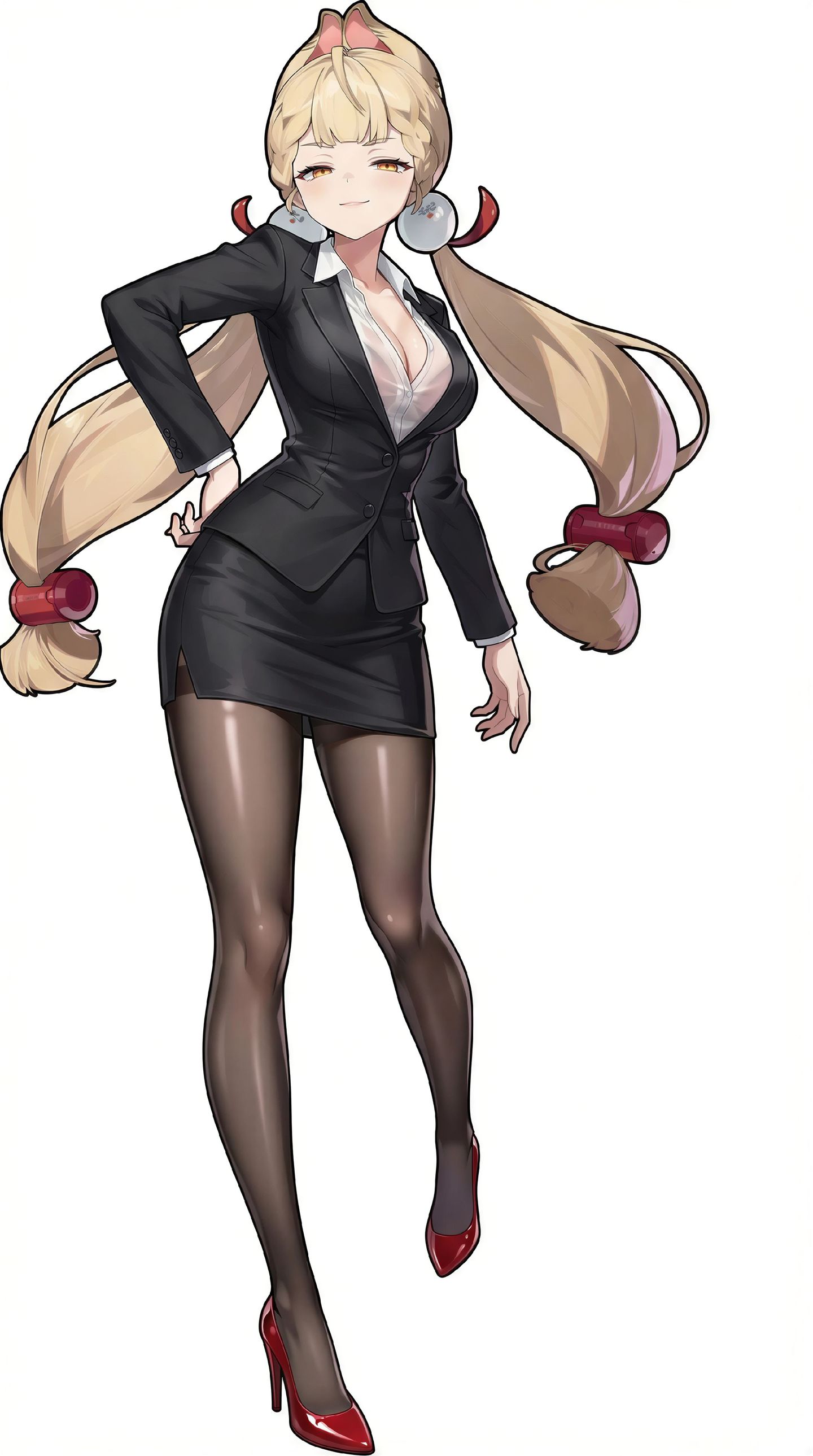二次元游戏美图，漫画风格立绘，绝区零OL装、职业装白领、黑丝裤袜高跟鞋,第4张