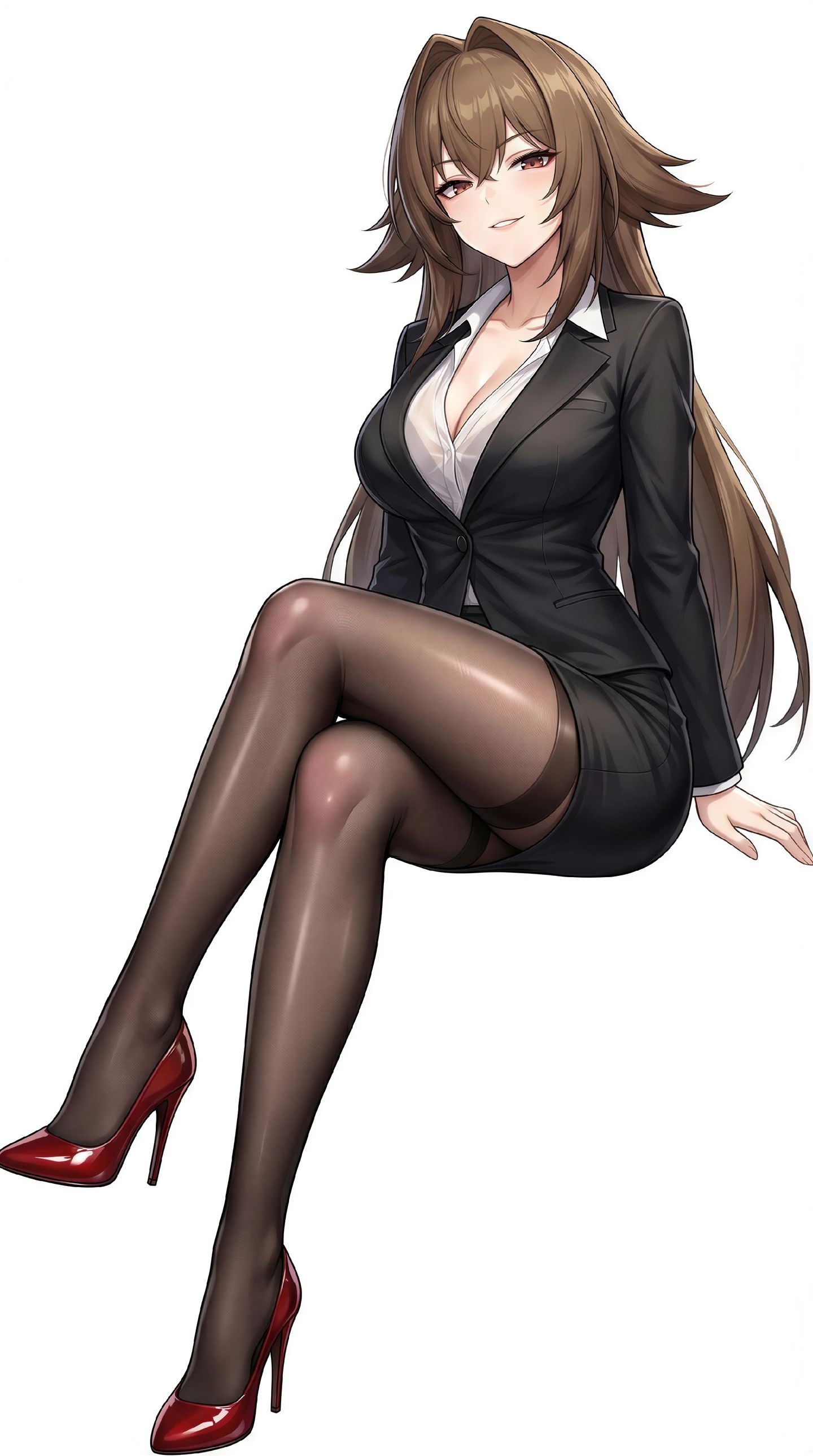 二次元游戏美图，漫画风格立绘，绝区零OL装、职业装白领、黑丝裤袜高跟鞋,第3张