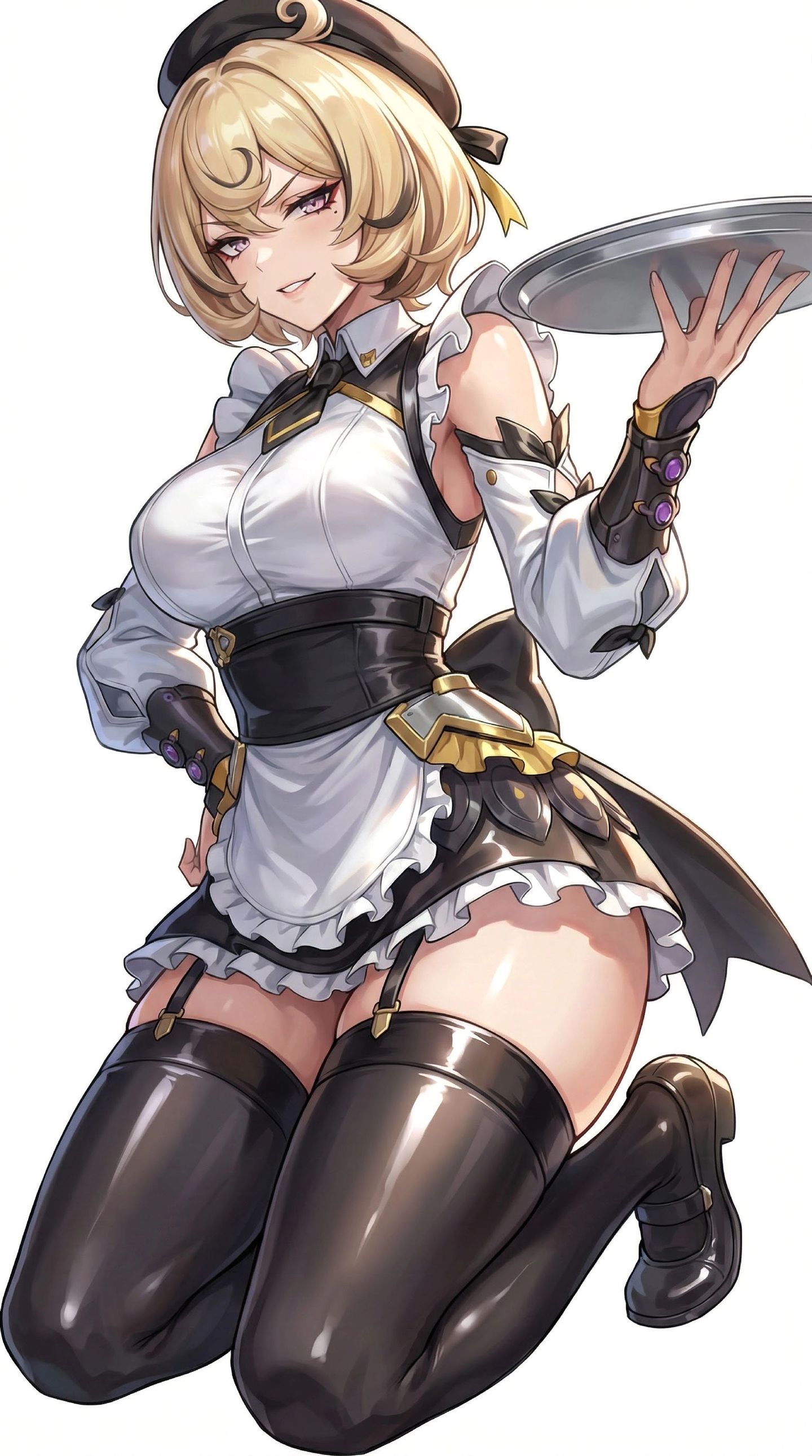 欢迎来到新艾利都甜心暖屋。绝区零女仆装，二次元游戏美女壁纸过膝袜黑丝吊带,第1张