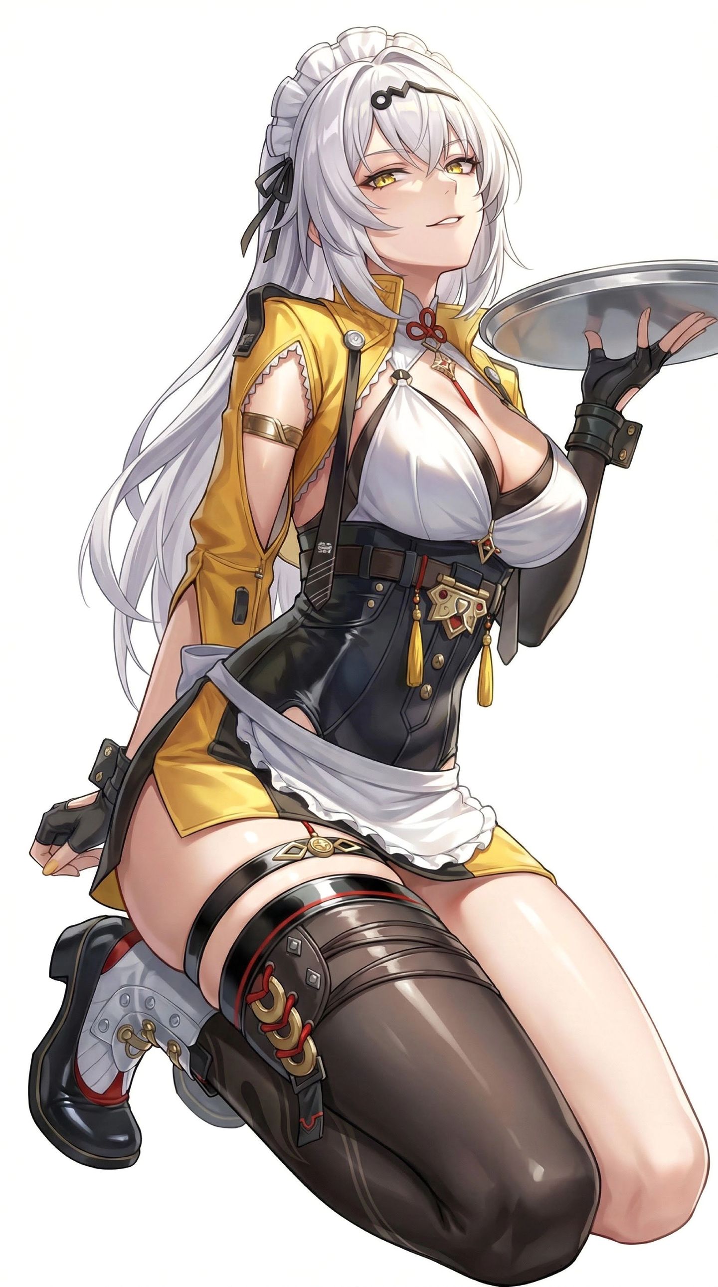 欢迎来到新艾利都甜心暖屋。绝区零女仆装，二次元游戏美女壁纸过膝袜黑丝吊带,第2张