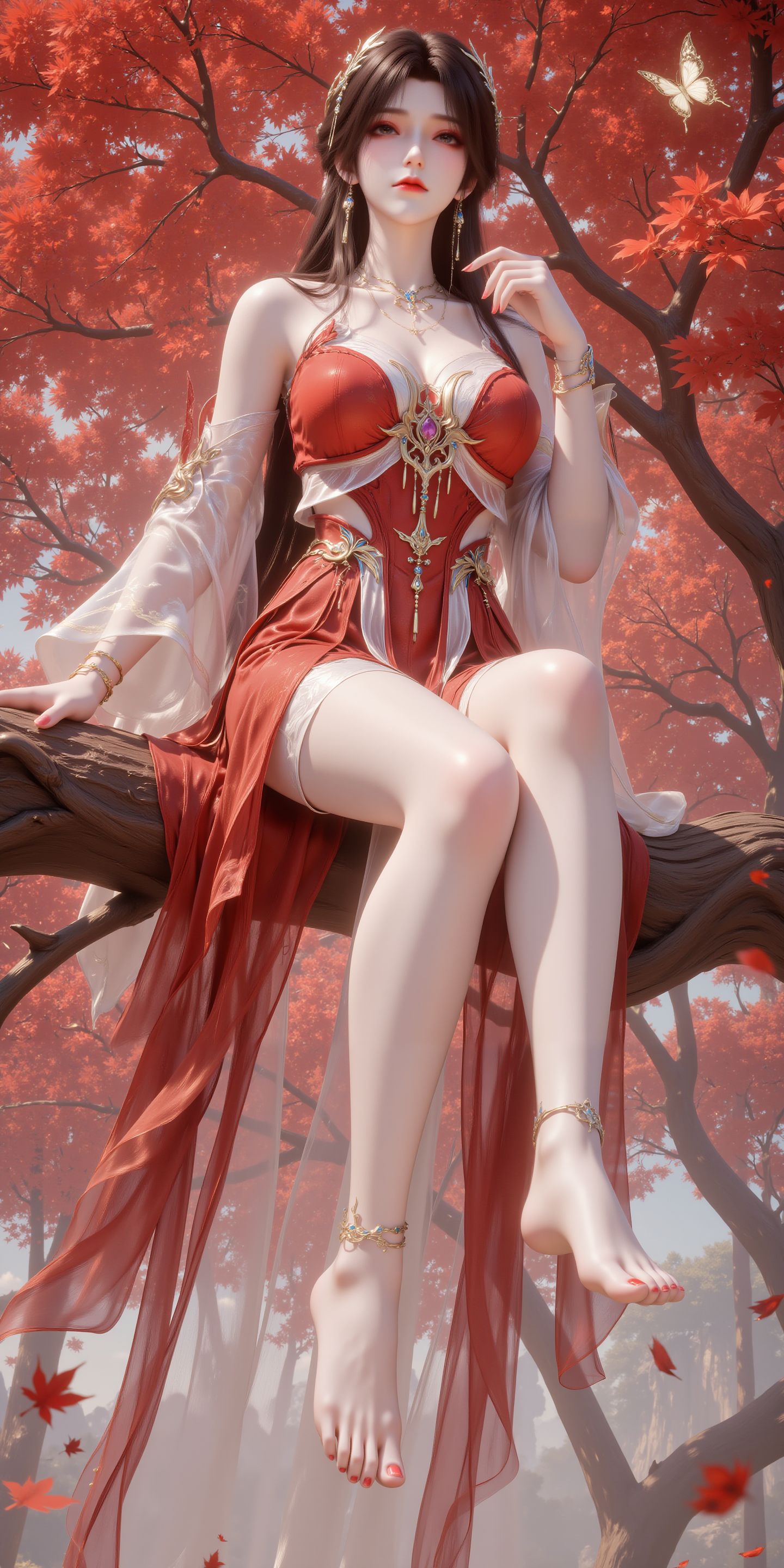 完美世界红色女胖子火灵儿美腿玉足，动漫国漫女主壁纸,第1张