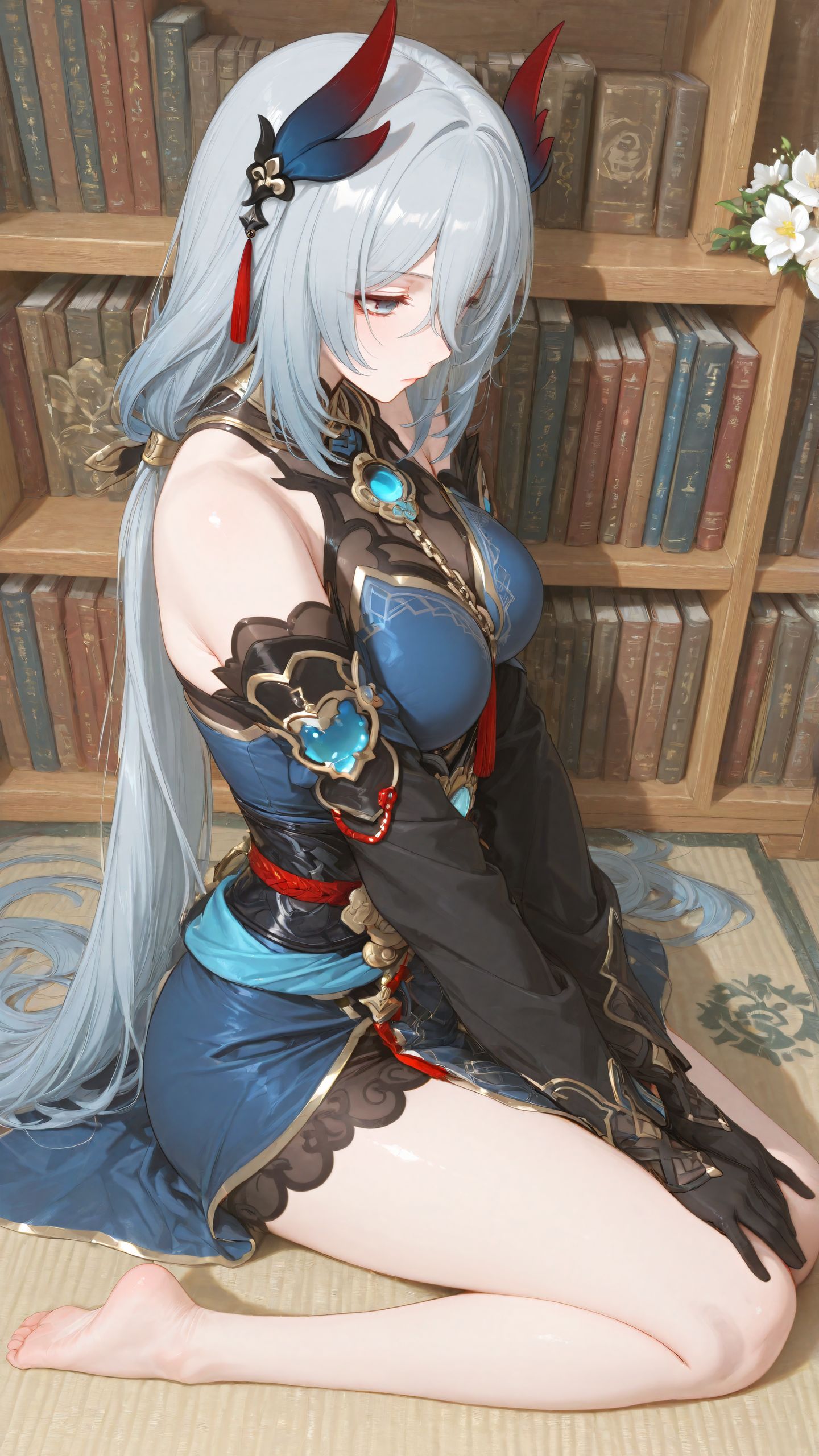 崩坏星穹铁道停云、阮梅、银狼，二次元游戏少女图片壁纸，书房地毯书架,第3张