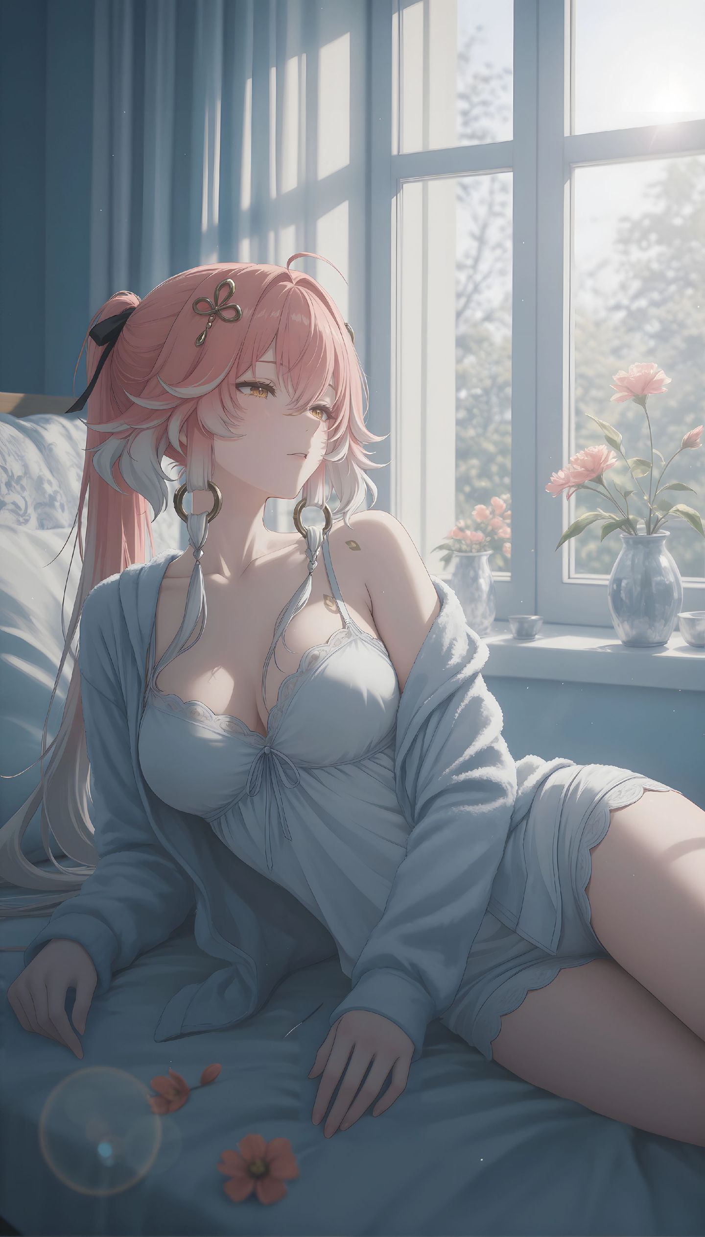 《鸣潮》长离睡衣版，二次元美感手机壁纸，唯美温馨舒适风格,第1张