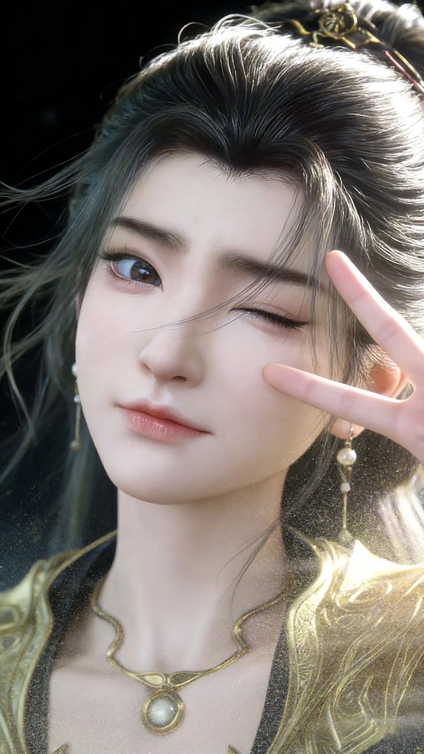 凡人修仙传燕茹嫣调皮可爱比耶，反差感AI创作,第1张