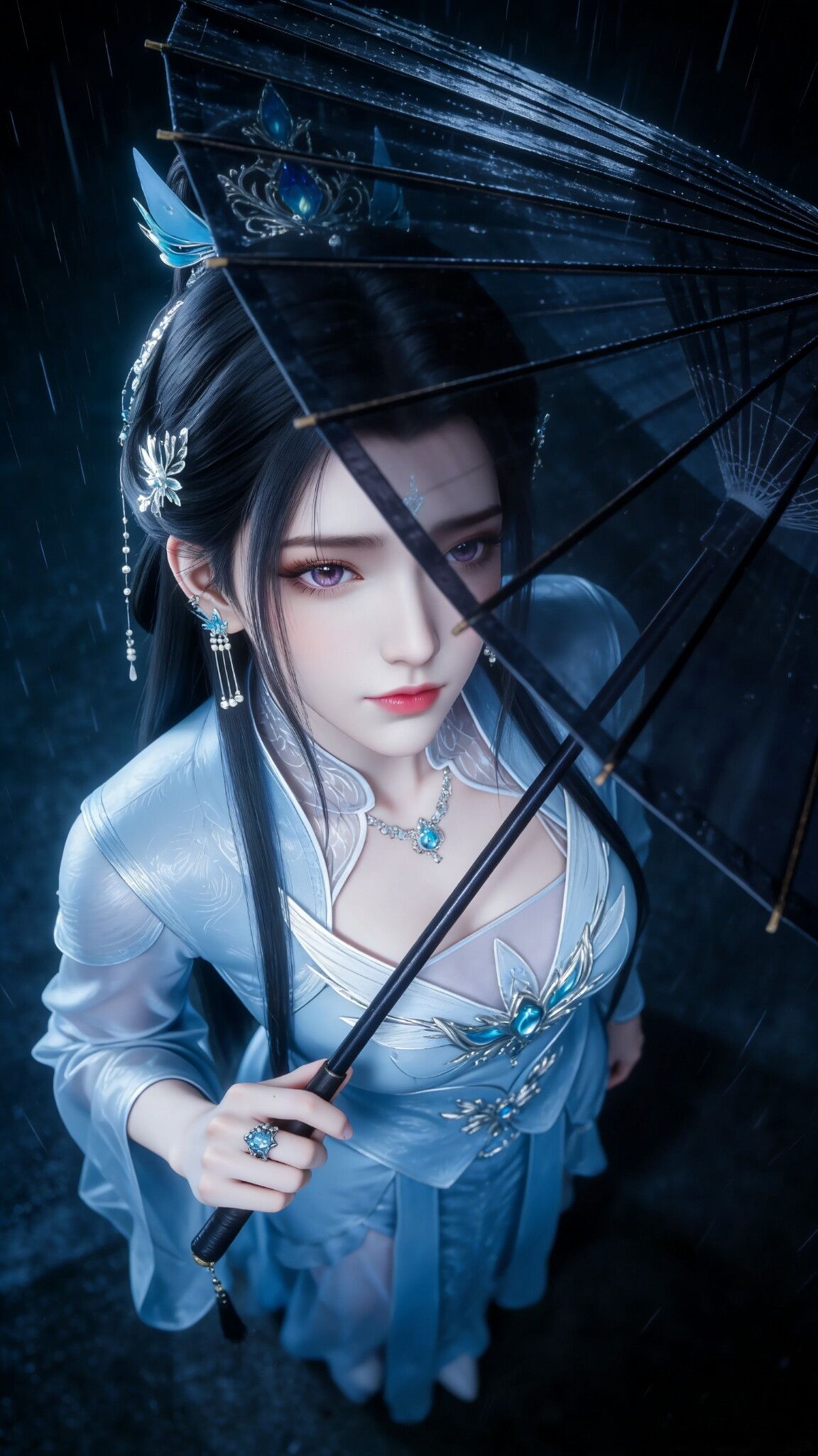 动画诛仙陆雪琪雨天打伞优美版，国漫女神美女壁纸，古风唯美,第2张