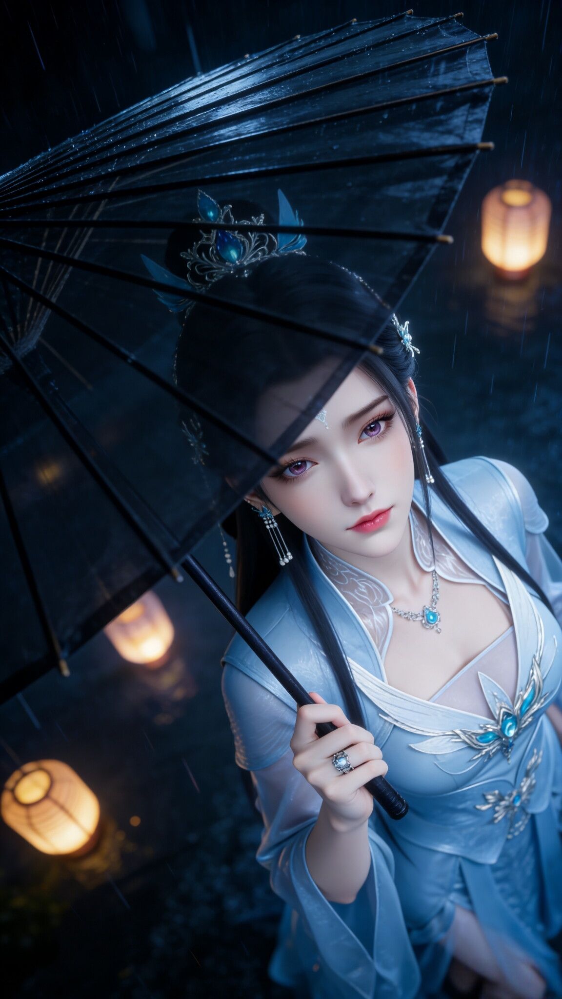 动画诛仙陆雪琪雨天打伞优美版，国漫女神美女壁纸，古风唯美,第3张