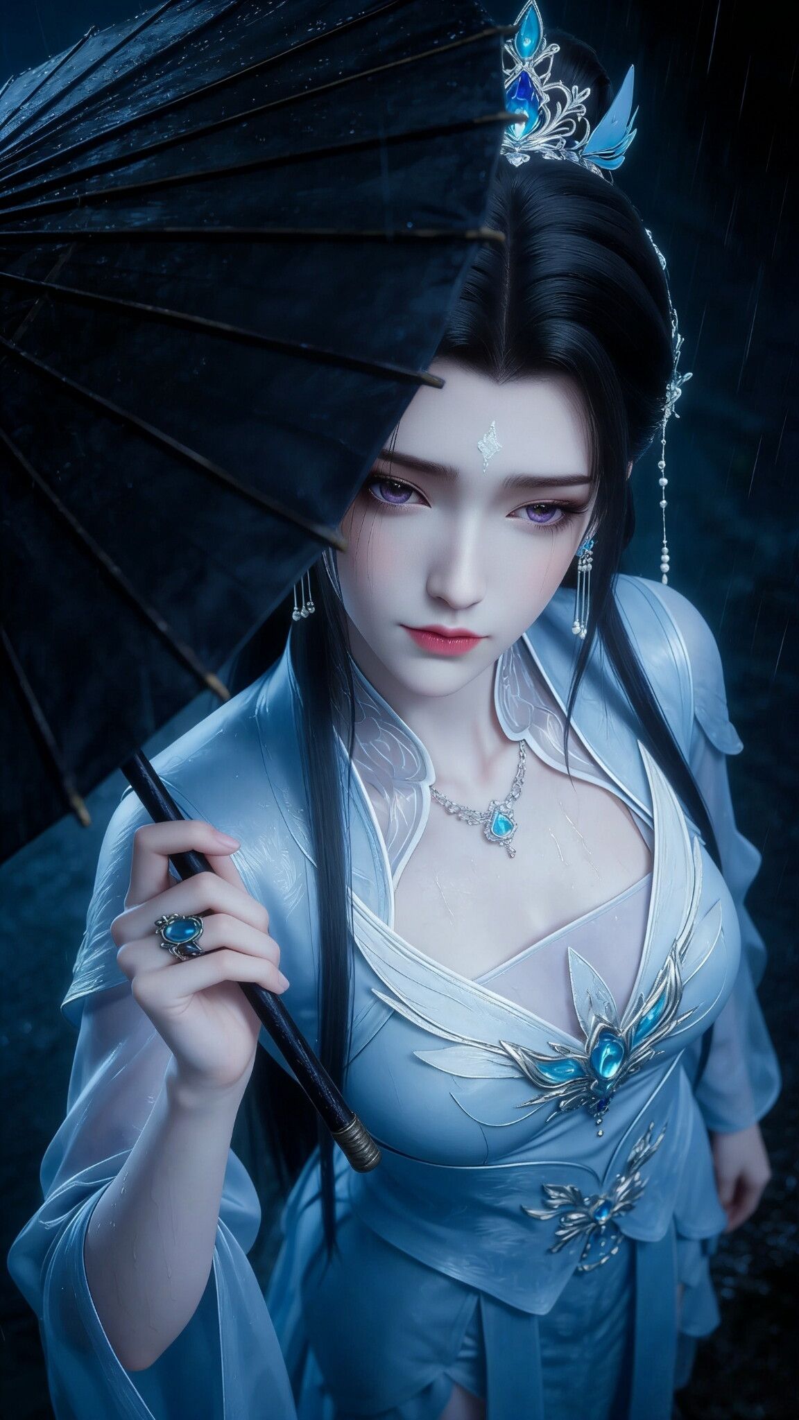动画诛仙陆雪琪雨天打伞优美版，国漫女神美女壁纸，古风唯美,第4张