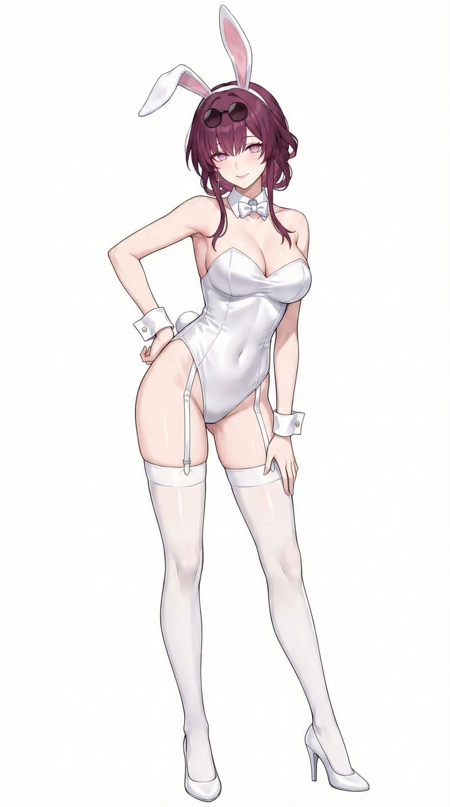 纯白兔女郎流萤、卡芙卡，二次元游戏崩坏星穹铁道，大长腿吊带白丝袜福利,第1张