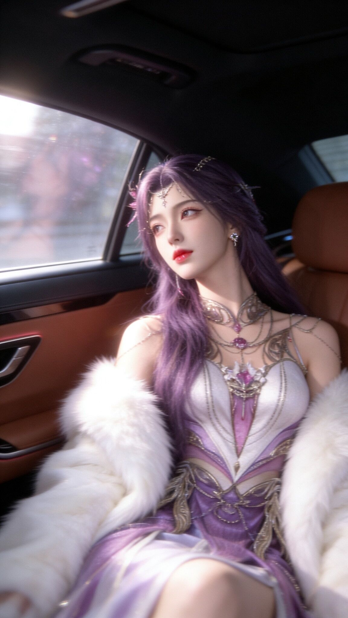 《完美世界》动漫动画云曦汽车内景版，国漫女神美女高级感手机壁纸锁屏,第3张